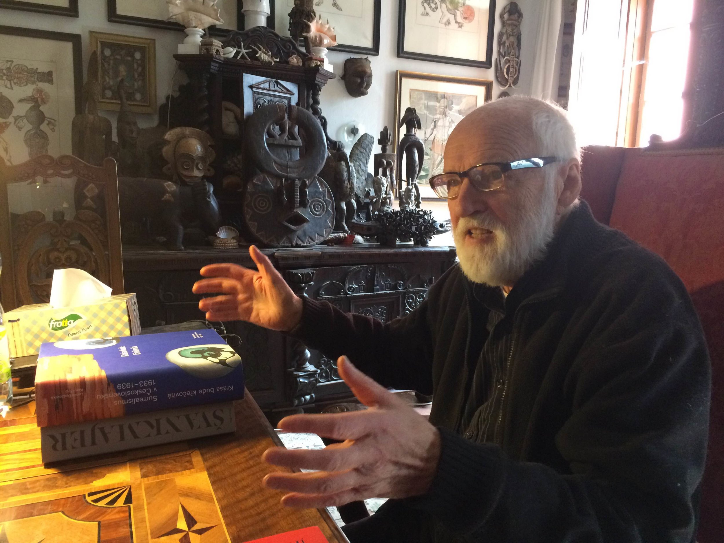 Jan Svankmajer in his study, August 2016.