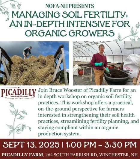 Join us at the farm for an upcoming workshop on managing soil fertility, presented by @nofanewhampshire! 

This program is free to attend thanks to the Transition to Organic Partnership program.

🌱🌱🌱

Here are the details including info on how to 