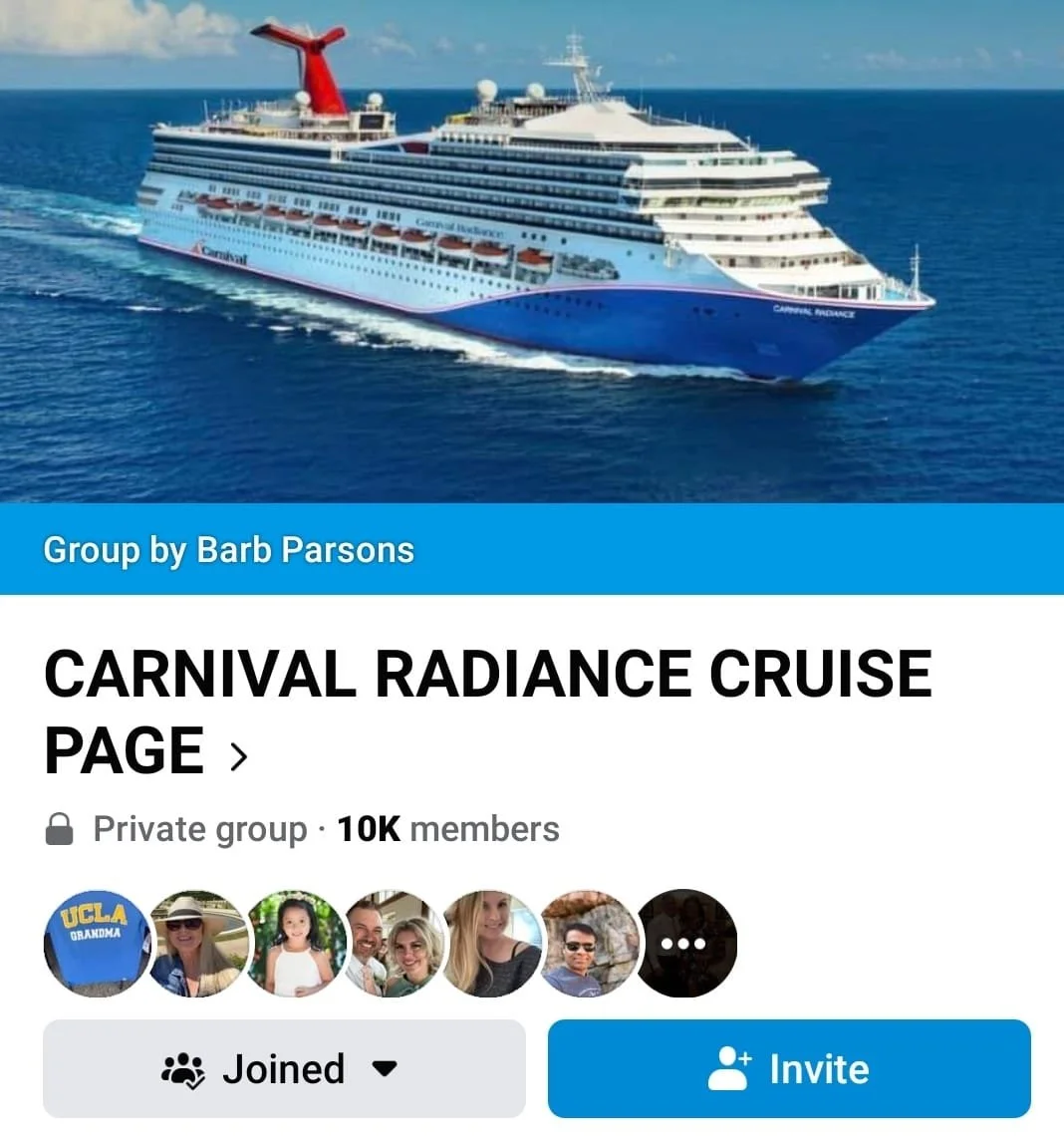 Carnival Radiance Facebook Group