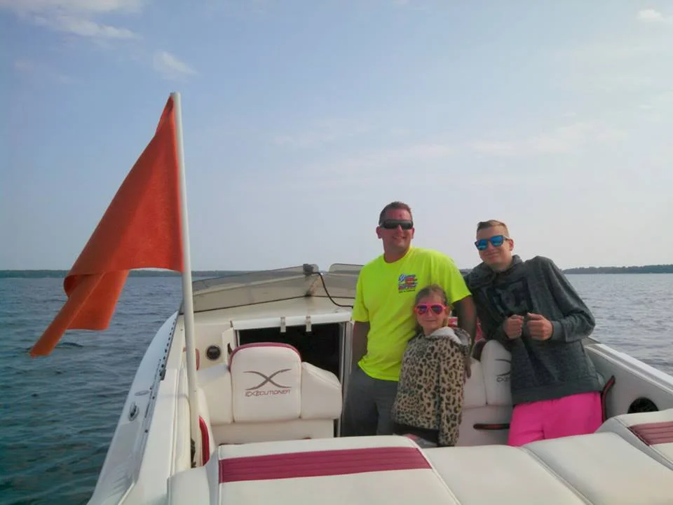 The Kopec family served as a marshall boat at the Northport stop in their 35' Fountain Executioner. 