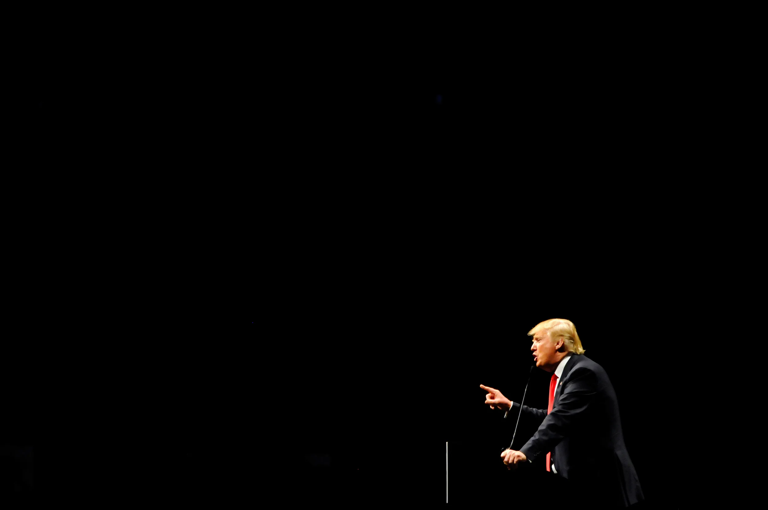 Republican U.S. presidential candidate Donald Trump speaks at his campaign rally in Oklahoma City, Oklahoma February 26, 2016. REUTERS/Nick Oxford
