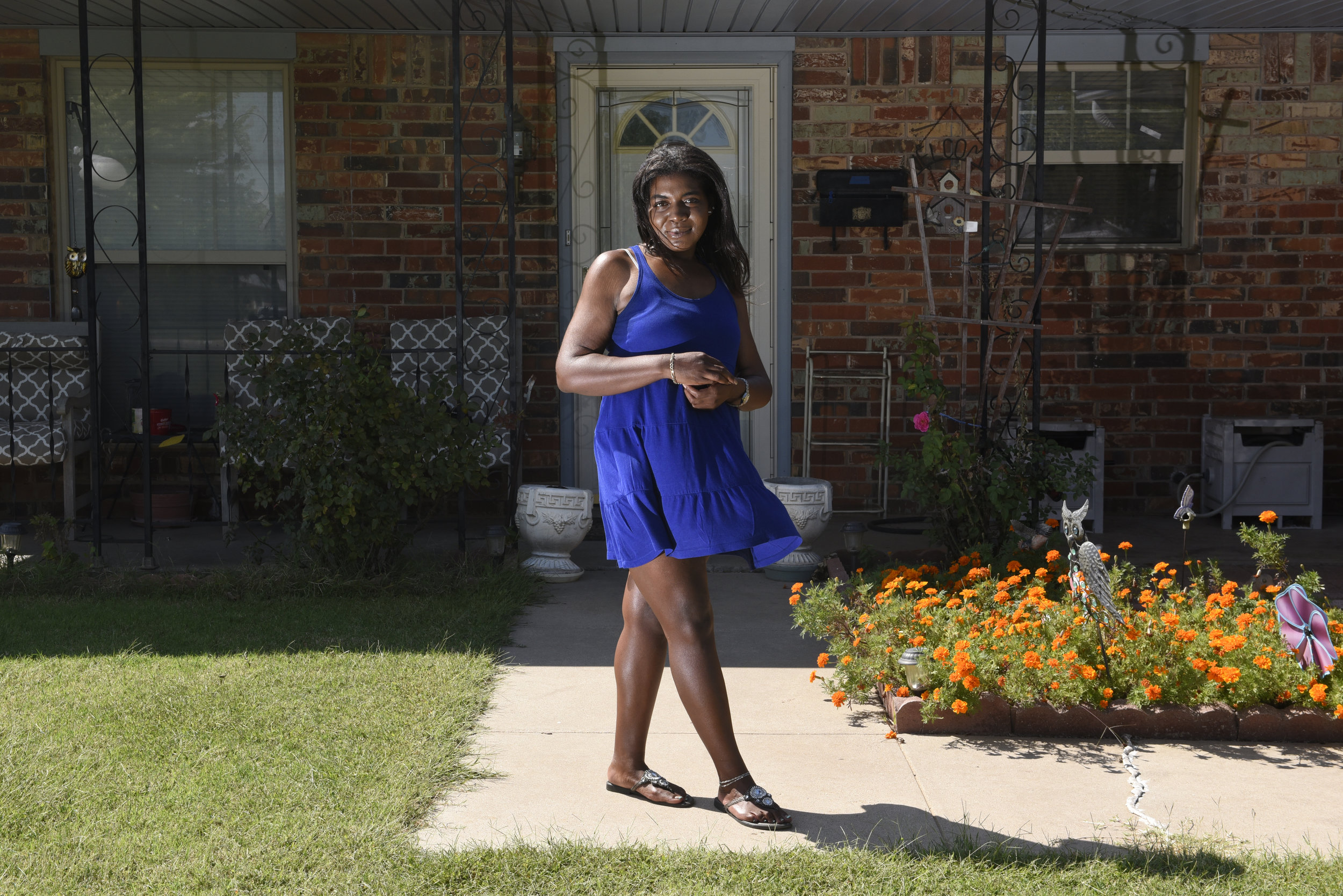  Sharissa Derricott outside of her parents home in Lawton Oklahoma. Sharissa has suffered through multiple surgeries and experiences endless side affects from an unapproved hormone treatment that she went through as a child. 