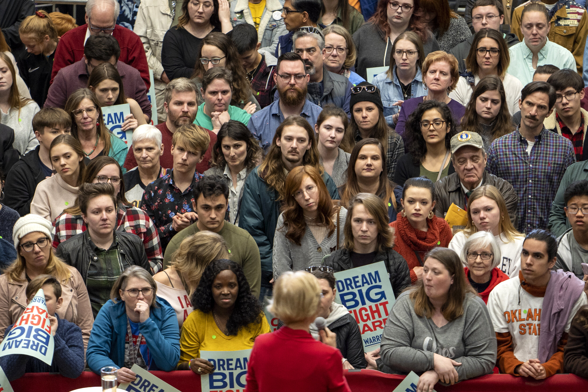  Democratic presidential candidate Sen. Elizabeth Warren speaks to supporters during a town hall at NW Classen High School in Oklahoma City, Oklahoma December 22, 2019. CREDIT: Nick Oxford for The New York Times 