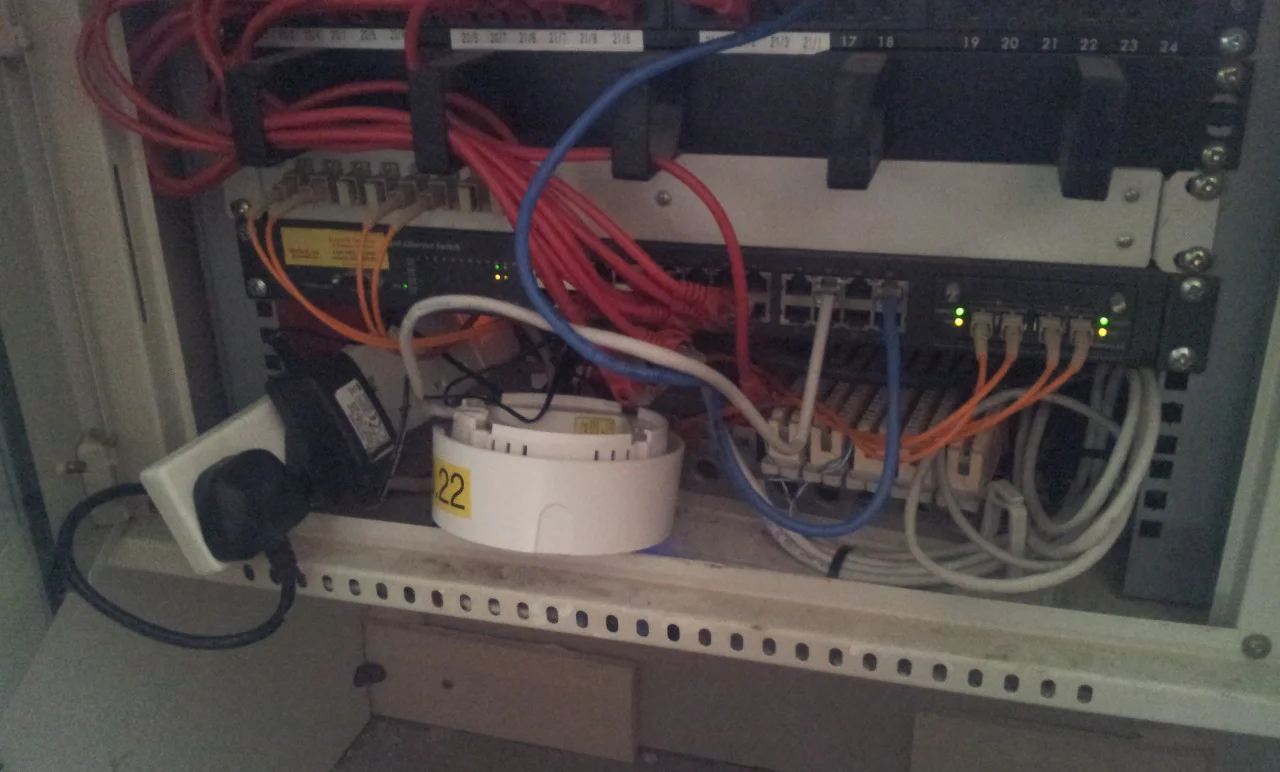 “One of the examples of the high quality installation work encountered when auditing a public wifi network at a large student accommodation facility recently.” SUBMITTED BY: @TheEvertBopp — RF device in metal box. How. Does. This. Keep. Happening?