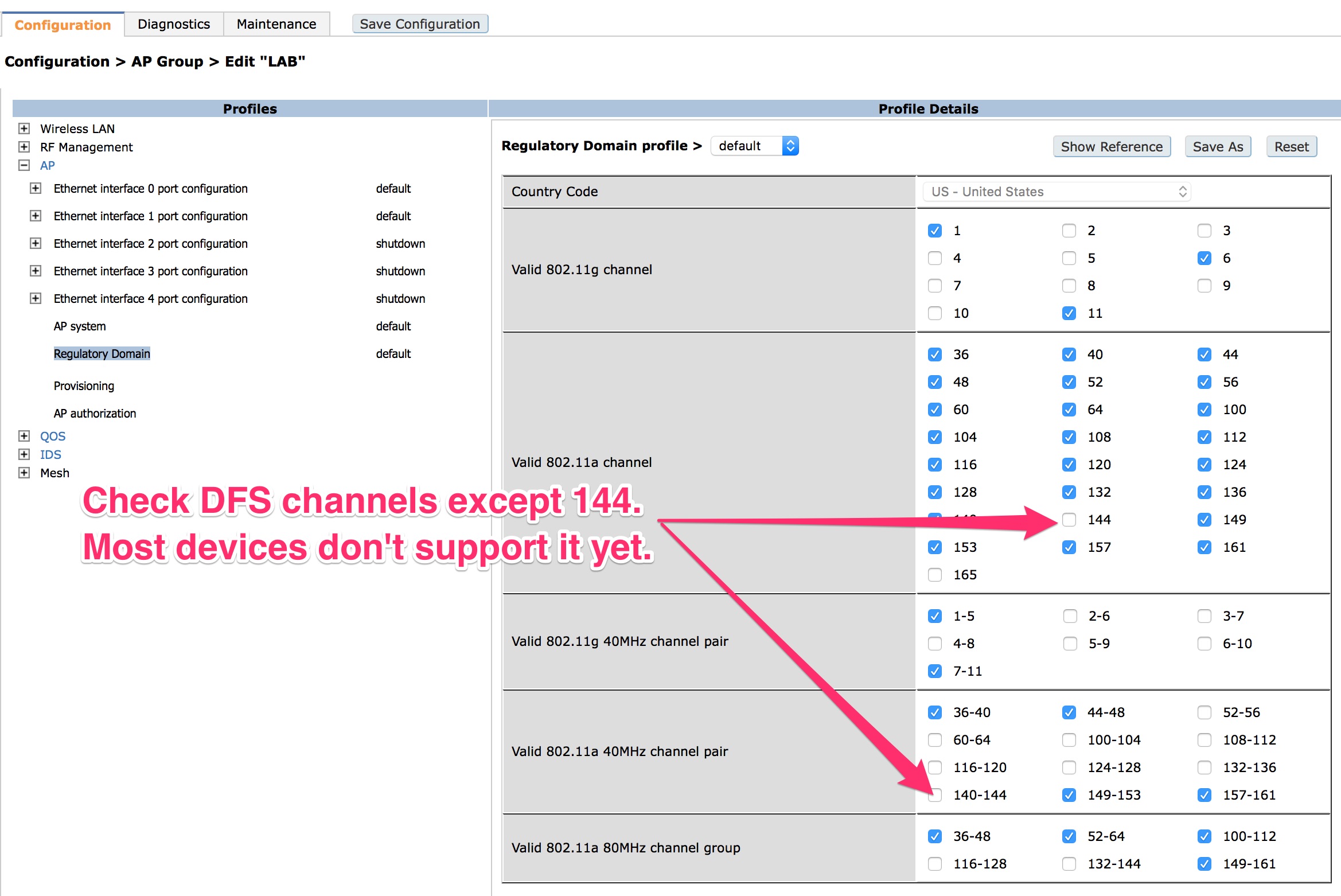 Enabling DFS channels