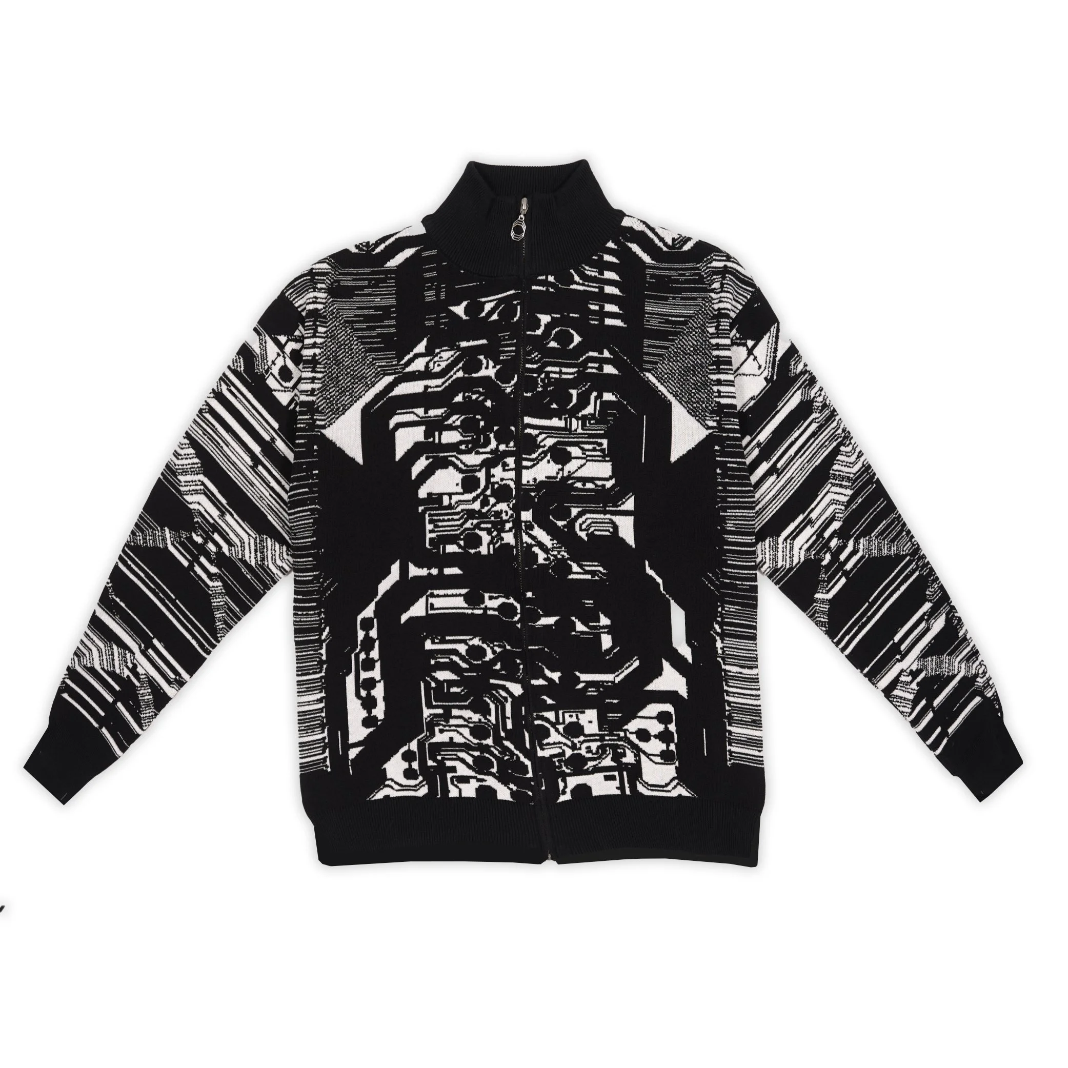 【DISCERNMENT】Angora Architecture Graphic Knit PROCESSOR_ZIP_KNIT_BLACK_1X1_0