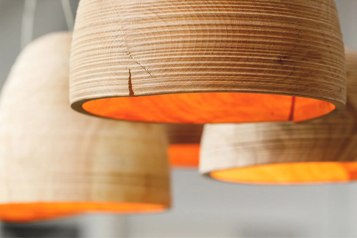 Turn Light (detail) - reclaimed white oak