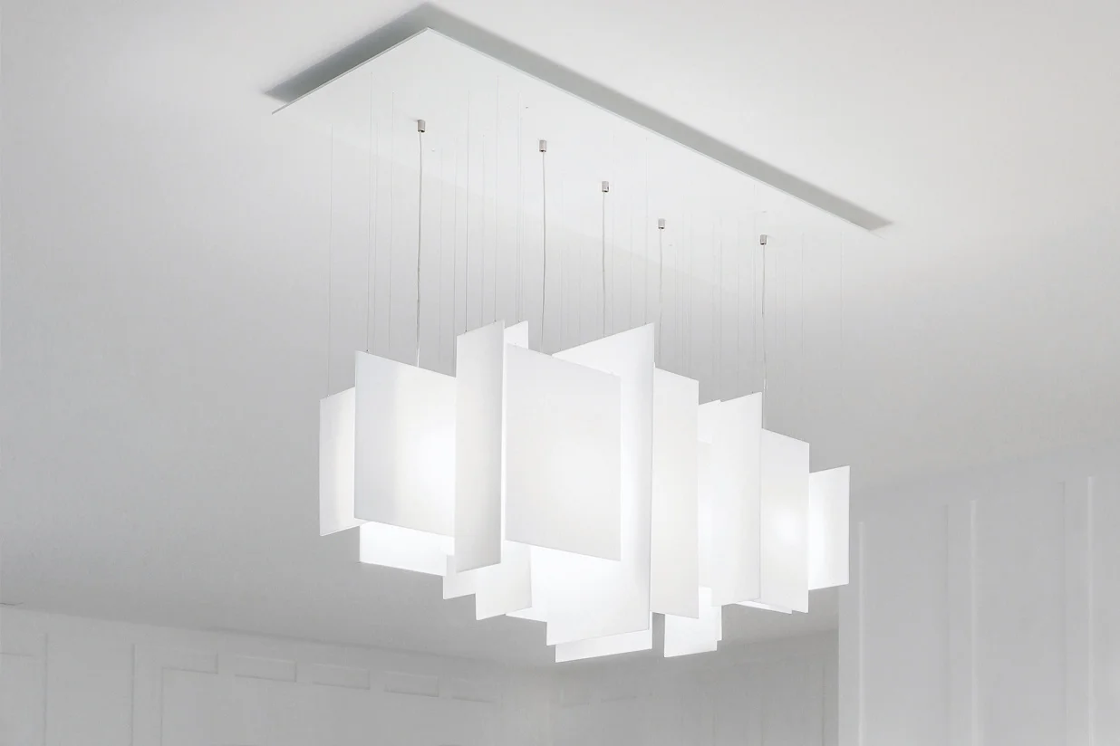Serac 44 x 16 Chandelier - opaque white