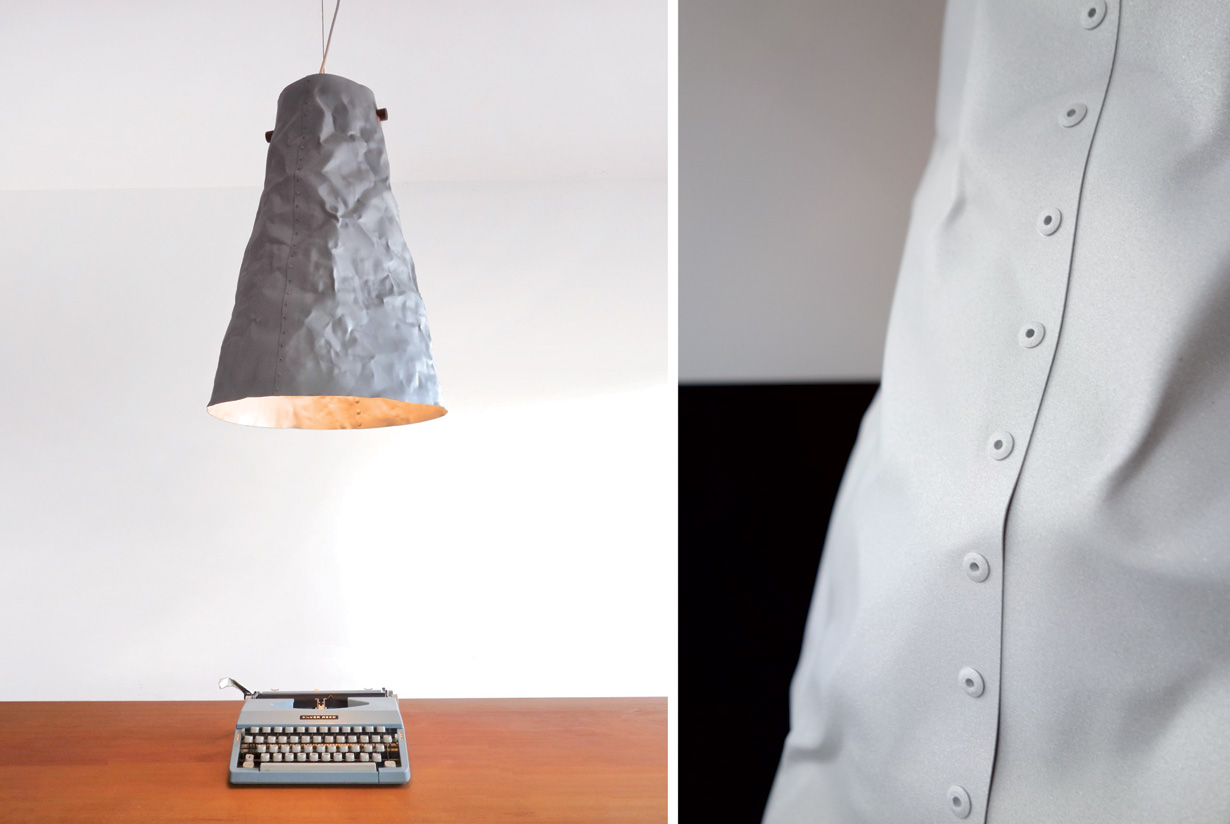 Ono Pendant Light - matte silver with surface detail