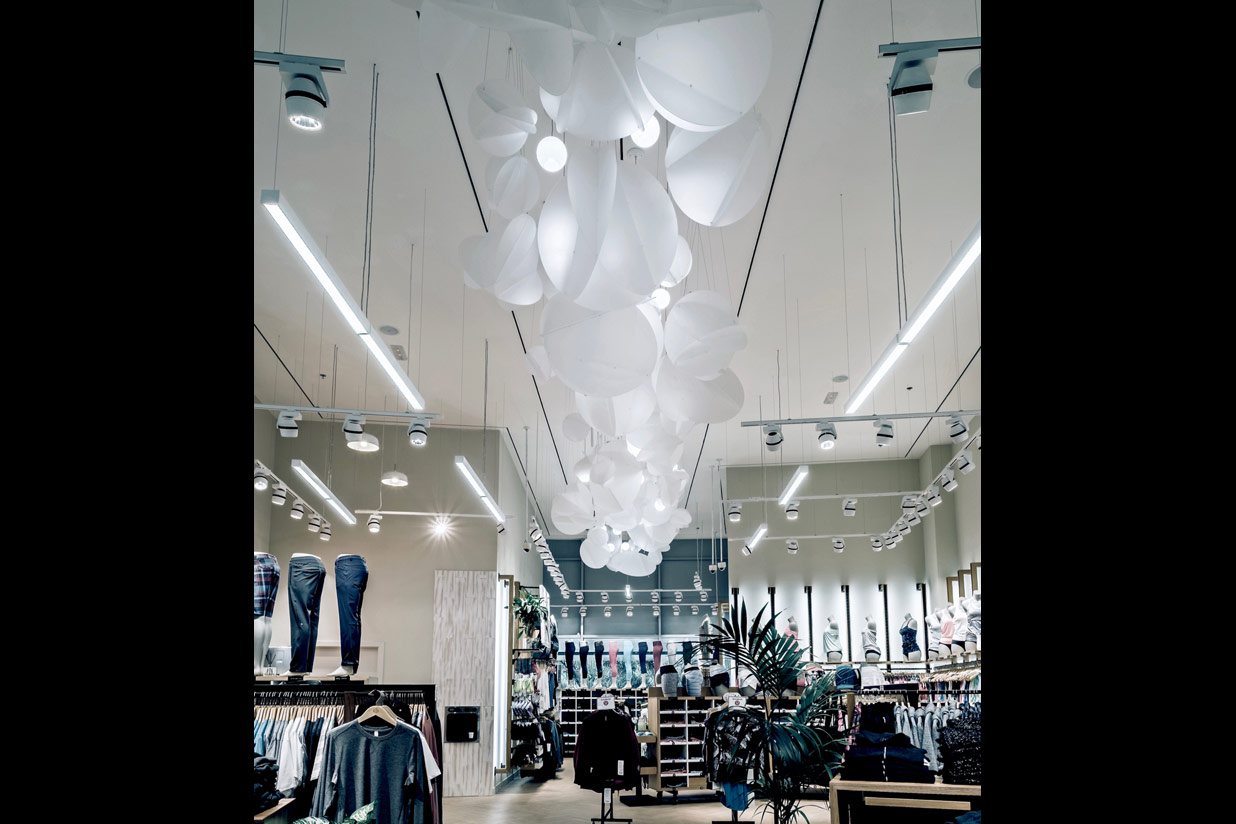 Custom suspended sculpture for Lululemon. Market Mall, Dubai