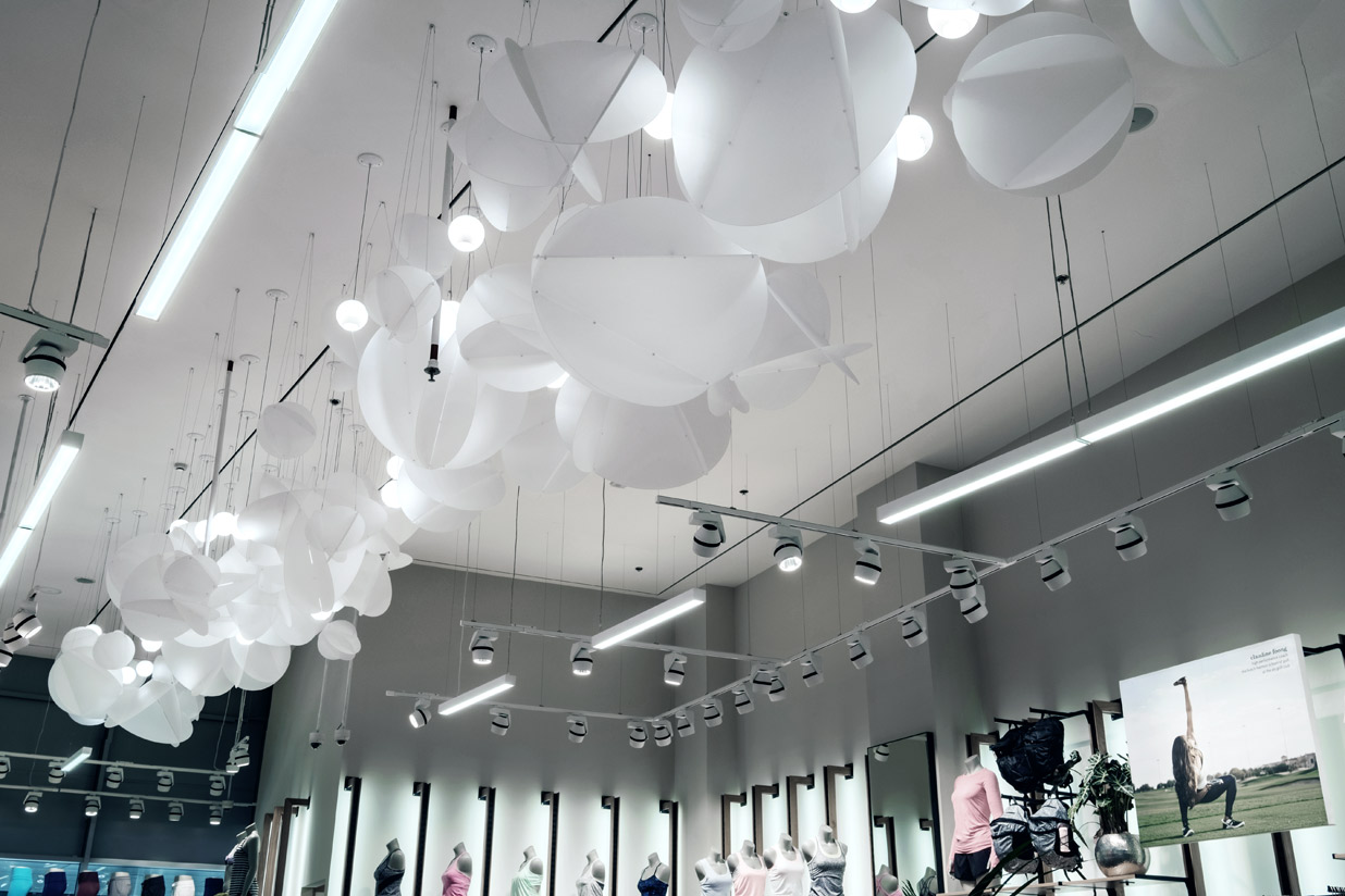 Custom suspended sculpture for Lululemon. Market Mall, Dubai