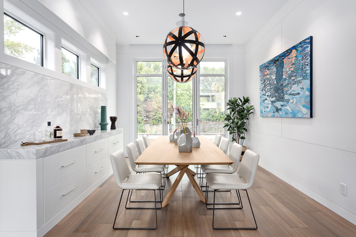 Black and Rose Gold Leaf Meridian Pendants - Dining Room