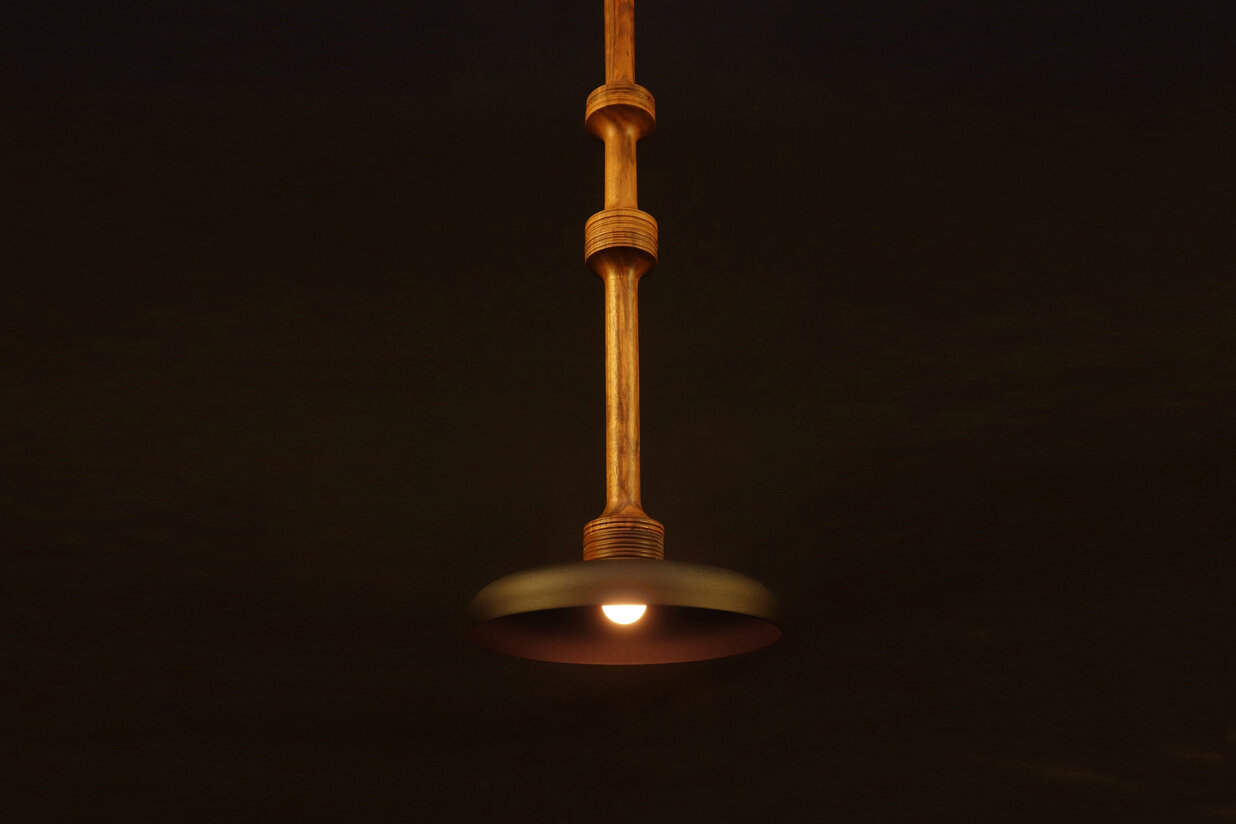 Stria wood pendant light detail