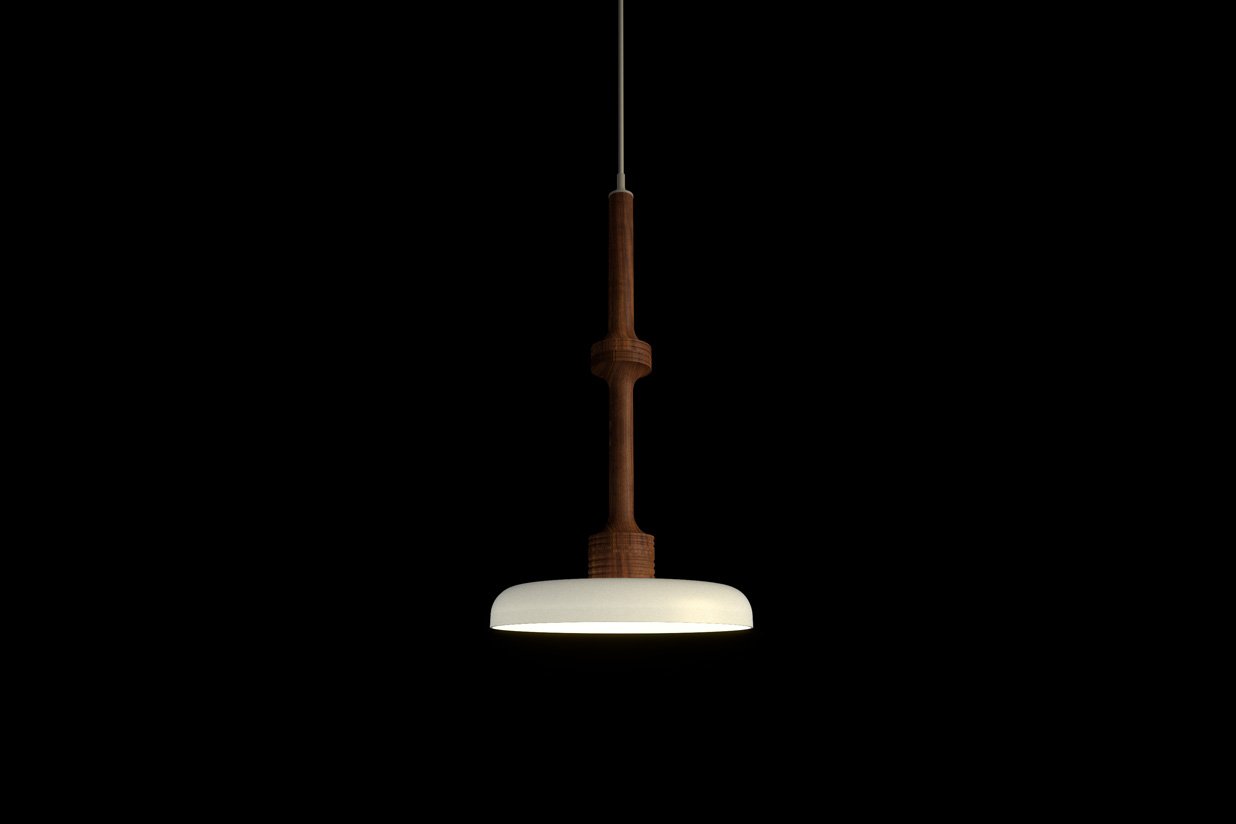 Stria wood pendant light, 20 inches tall