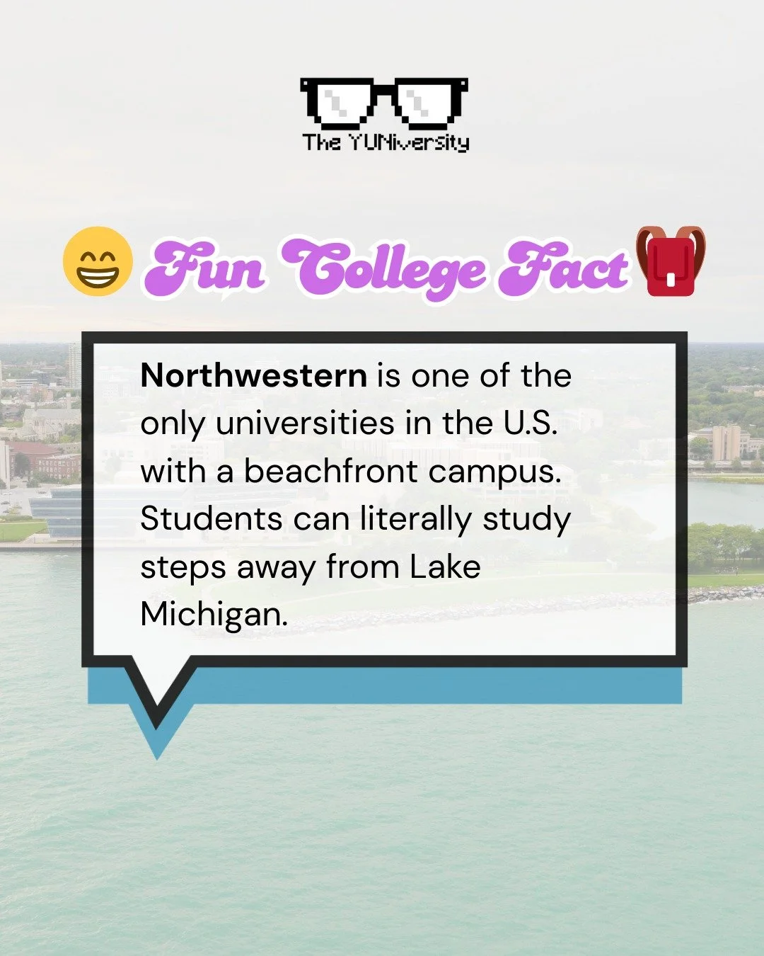 📚💜 Fun College Fact: Northwestern University is one of the very few universities in the U.S. with a beachfront campus.

Students don&rsquo;t just walk to class&mdash;they walk past Lake Michigan 🌊 From studying on the sand to watching sunsets afte