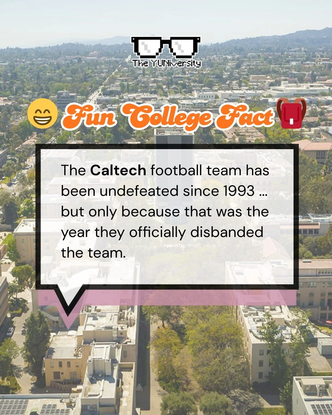 Fun fact: Caltech hasn't fielded a football team since 1993. 🏈❌

The Beavers hung up their cleats after decades of. .. let&rsquo;s call it &ldquo;character-building&rdquo; seasons. 🤣
 
Their last conference win? 1984. Their overall record in the fi