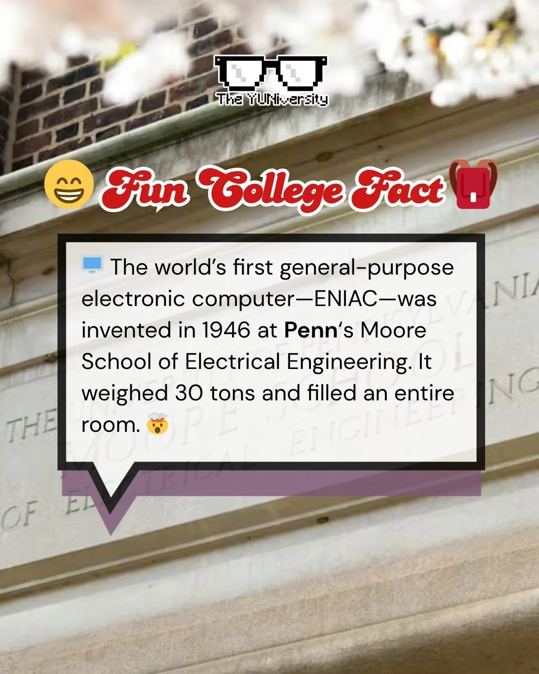📱 💻  Before smartphones, before laptops, before the internet ... there was a room-sized machine at the University of Pennsylvania that started it all. 🏛️ 

In 1946, Penn&rsquo;s Moore School of Electrical Engineering unveiled ENIAC, the world&rsqu
