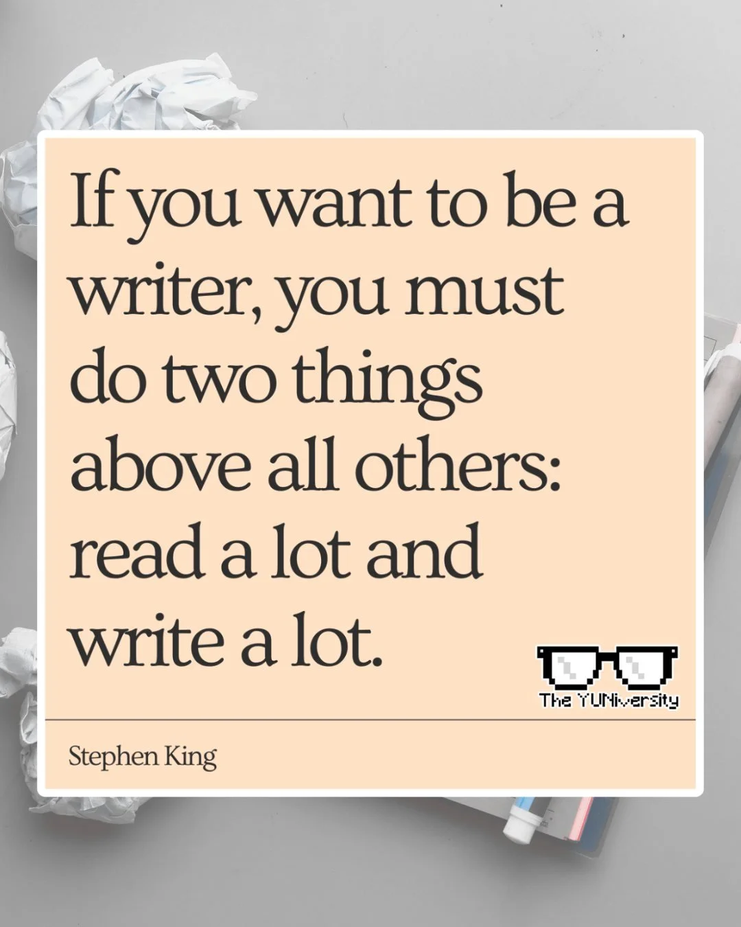 ✍️ &ldquo;If you want to be a writer, you must do two things above all others: read a lot and write a lot.&rdquo; ~ Stephen King 📚🖋️

One of the greatest storytellers who ever lived. And that&rsquo;s his secret?

Read. Write. Repeat.
No magic formu