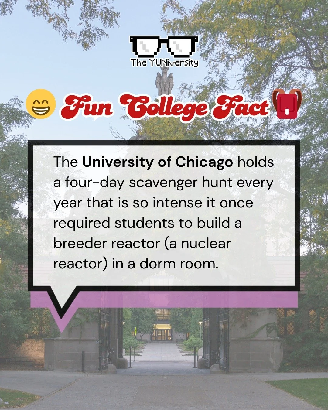 🧠💥 UChicago doesn&rsquo;t do &ldquo;normal&rdquo; ... even when it comes to scavenger hunts. 💥🧠

Every year, the University of Chicago hosts a legendary four-day scavenger hunt that pushes creativity, teamwork, and problem-solving to the absolute