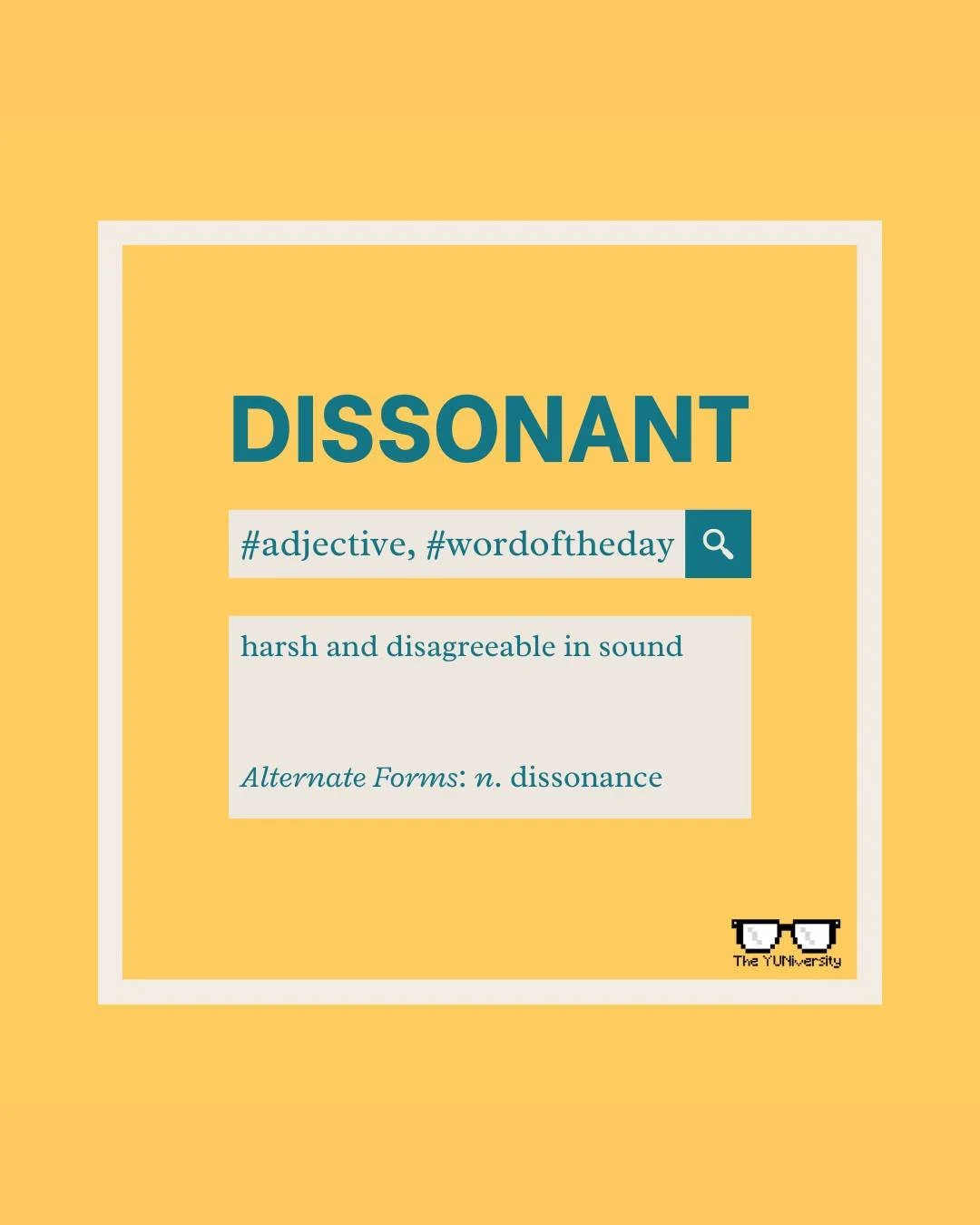 DISSONANT: (adj.) harsh and disagreeable in sound 🎧😖

A great word ... and honestly underused outside of music class.

We reach for &ldquo;loud&rdquo; or &ldquo;off&rdquo; when something sounds wrong, but dissonant carries a sharper edge; it&rsquo;