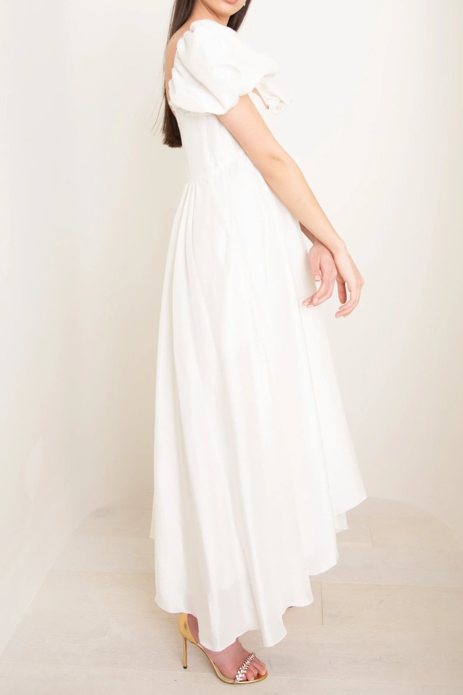 Rory Raw Silk White Dress — AZEEZA