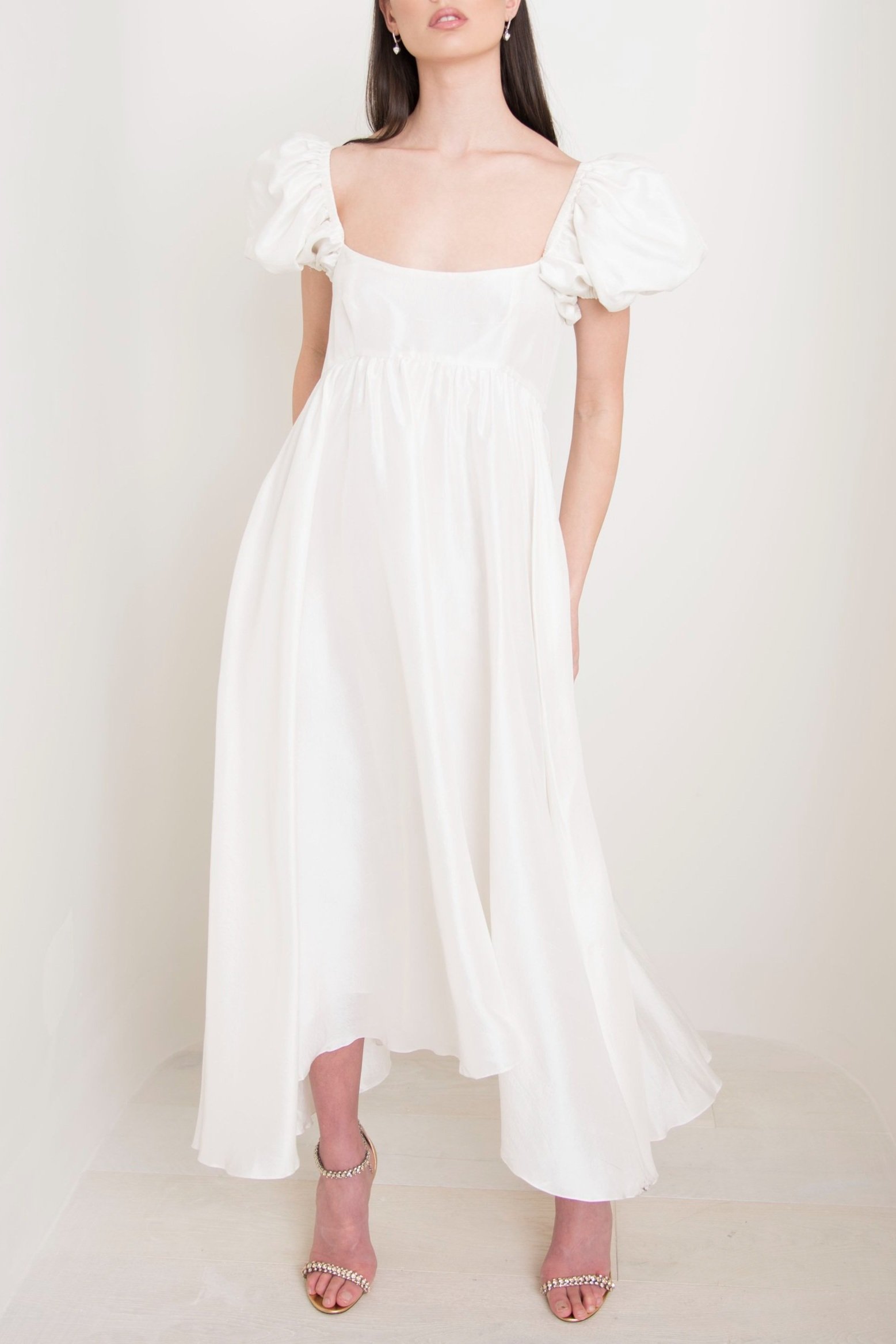 Rory Raw Silk White Dress — AZEEZA