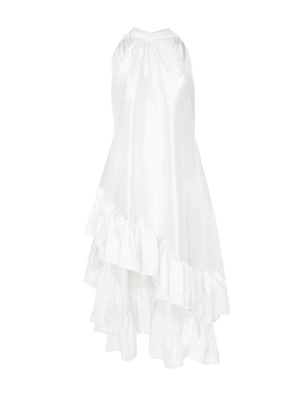 Plath Raw Silk White Gown — AZEEZA