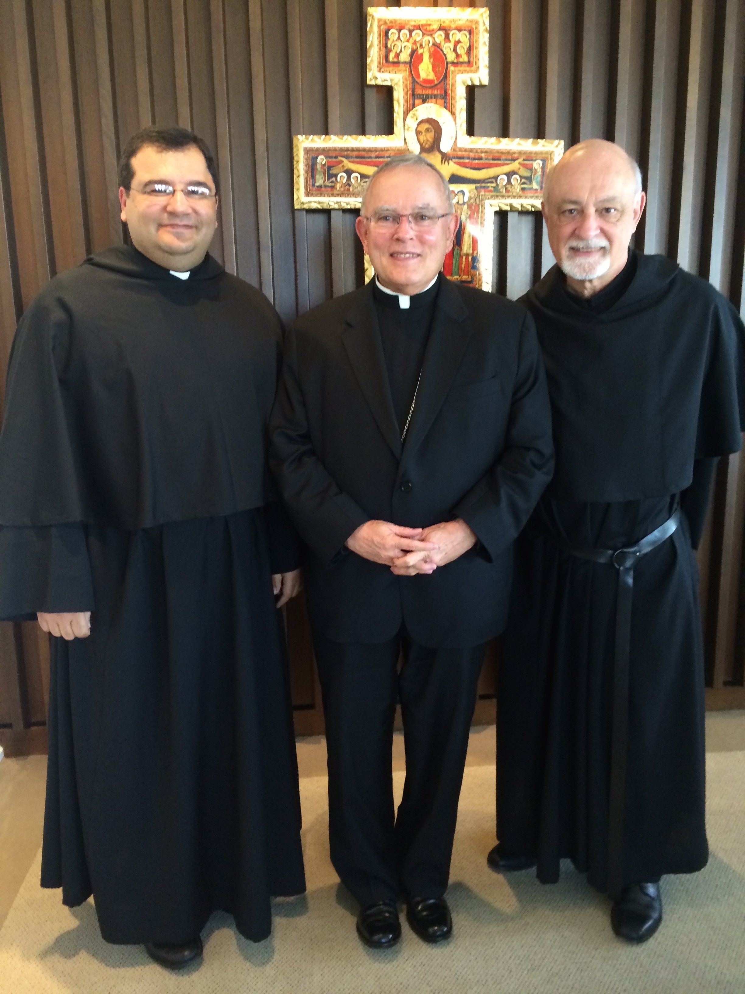Joeseph Sciberras, O.S.A., Postulator General of the Oder of Saint Augustine, Charles Chaput, O.F.M. Cap., Archbishop of Philadelphia, and Michael Di Gregorio, O.S.A., Prior Provincial of the Province of Saint Thomas of Villanova.