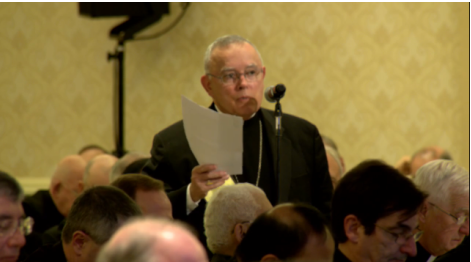 Archbishop of Philadelphia, Charles Chaput, OFM Cap., presents the Cause of Fr. Bill Atkinson before the United States Conference of Catholic Bishops in Baltimore on November 17, 2015