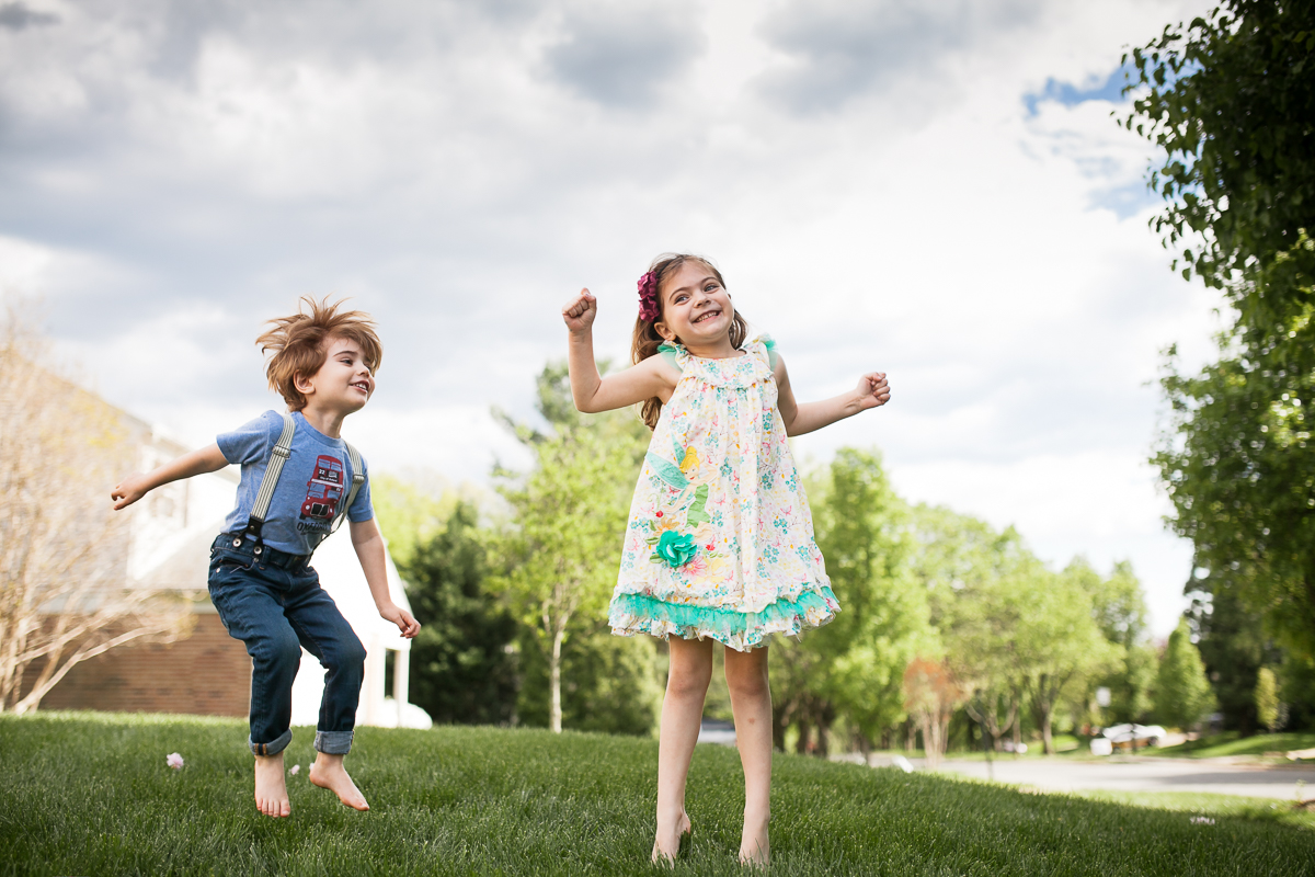 happy kids jumping
