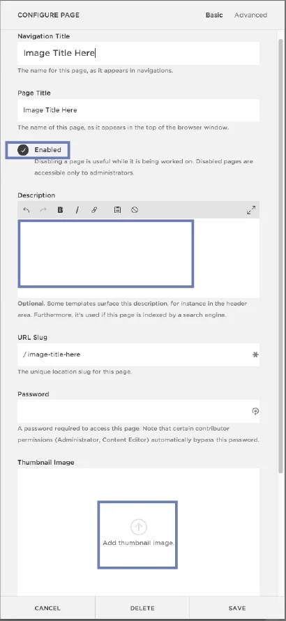 Adding the Title, Description, and Image for new Homepage Image