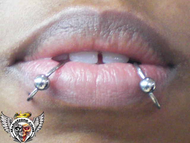 double lip piercing