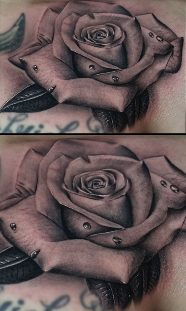 rose with raindrops tattoo