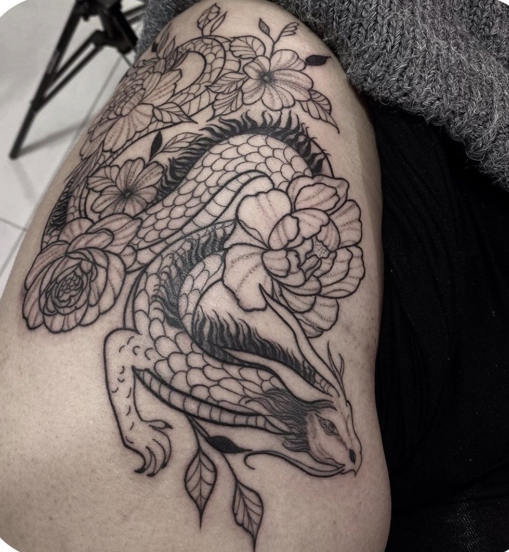 dragon line dotwork 