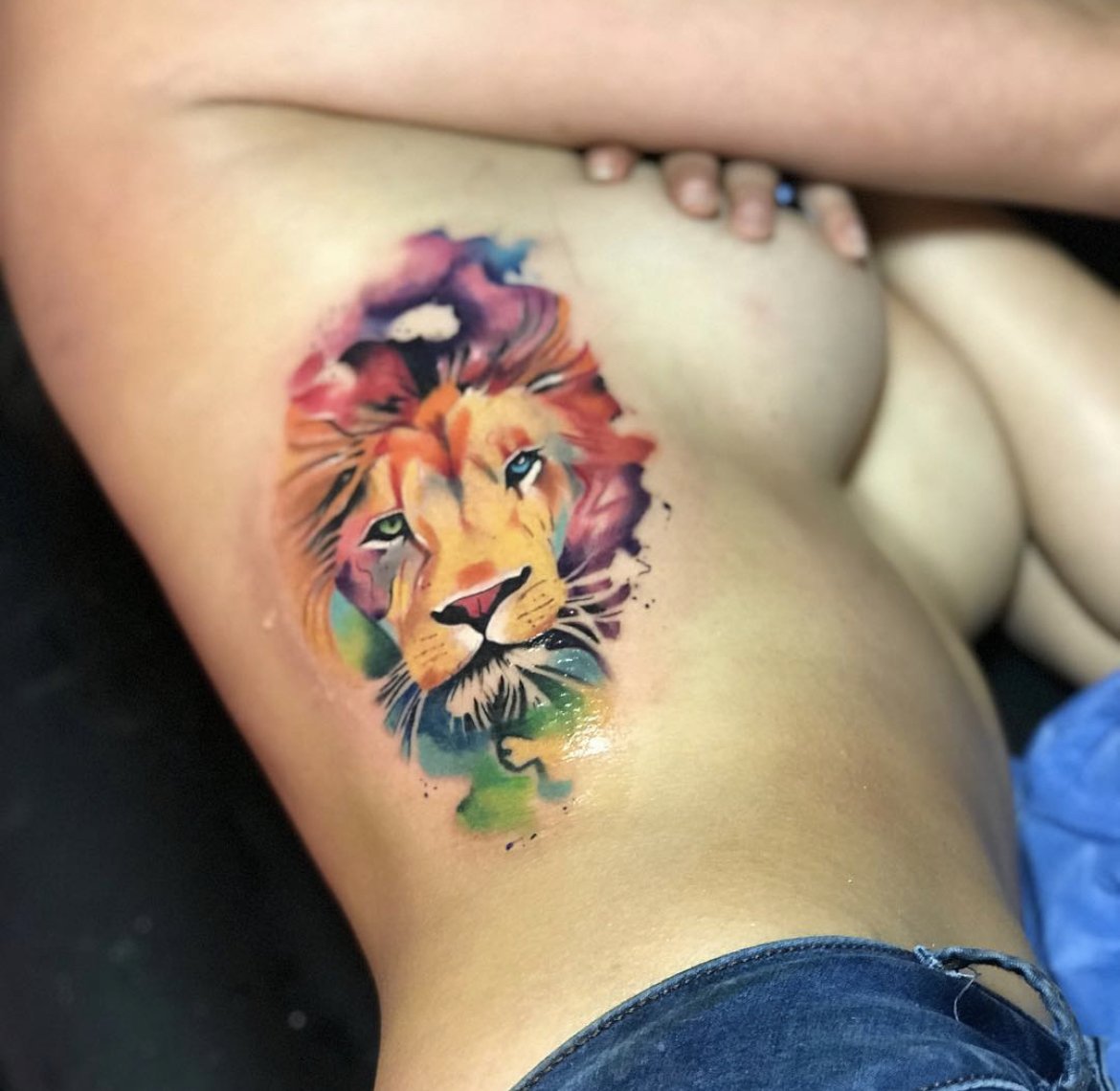 lion watercolor ribs