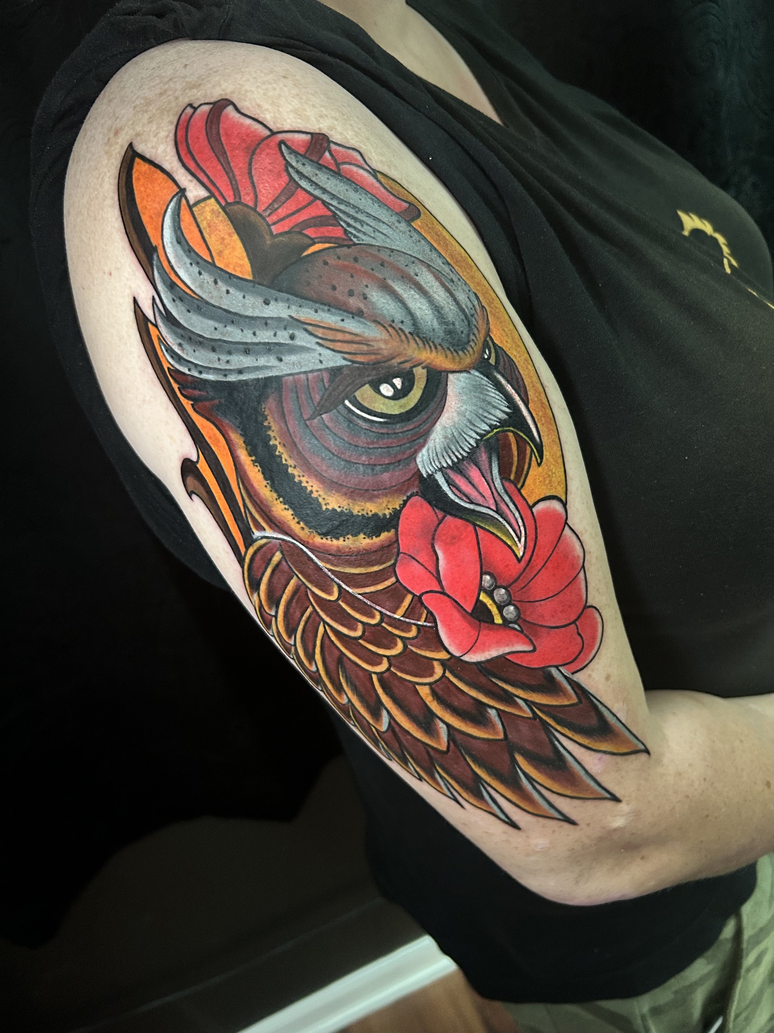 cover up owl neotraditional in arm 