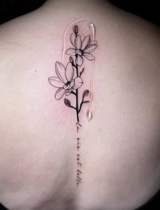 spine flower lettering