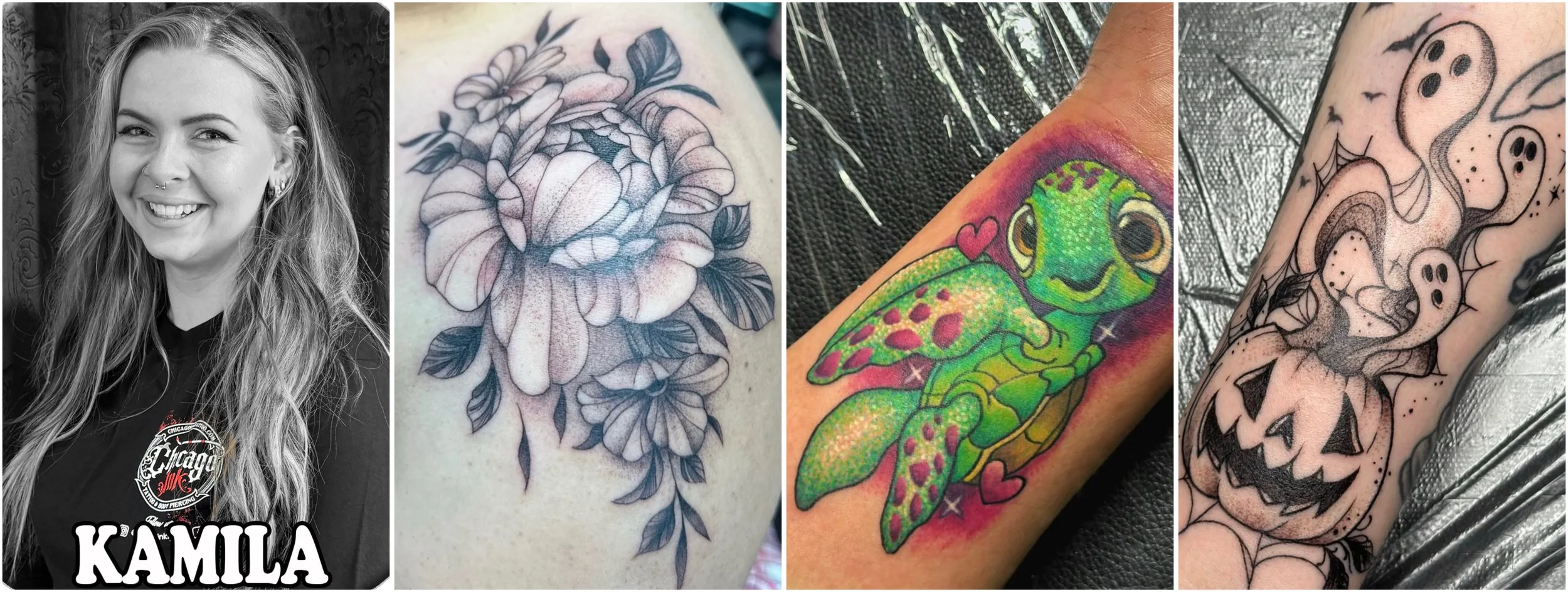 Line work, Florals colors black and grey