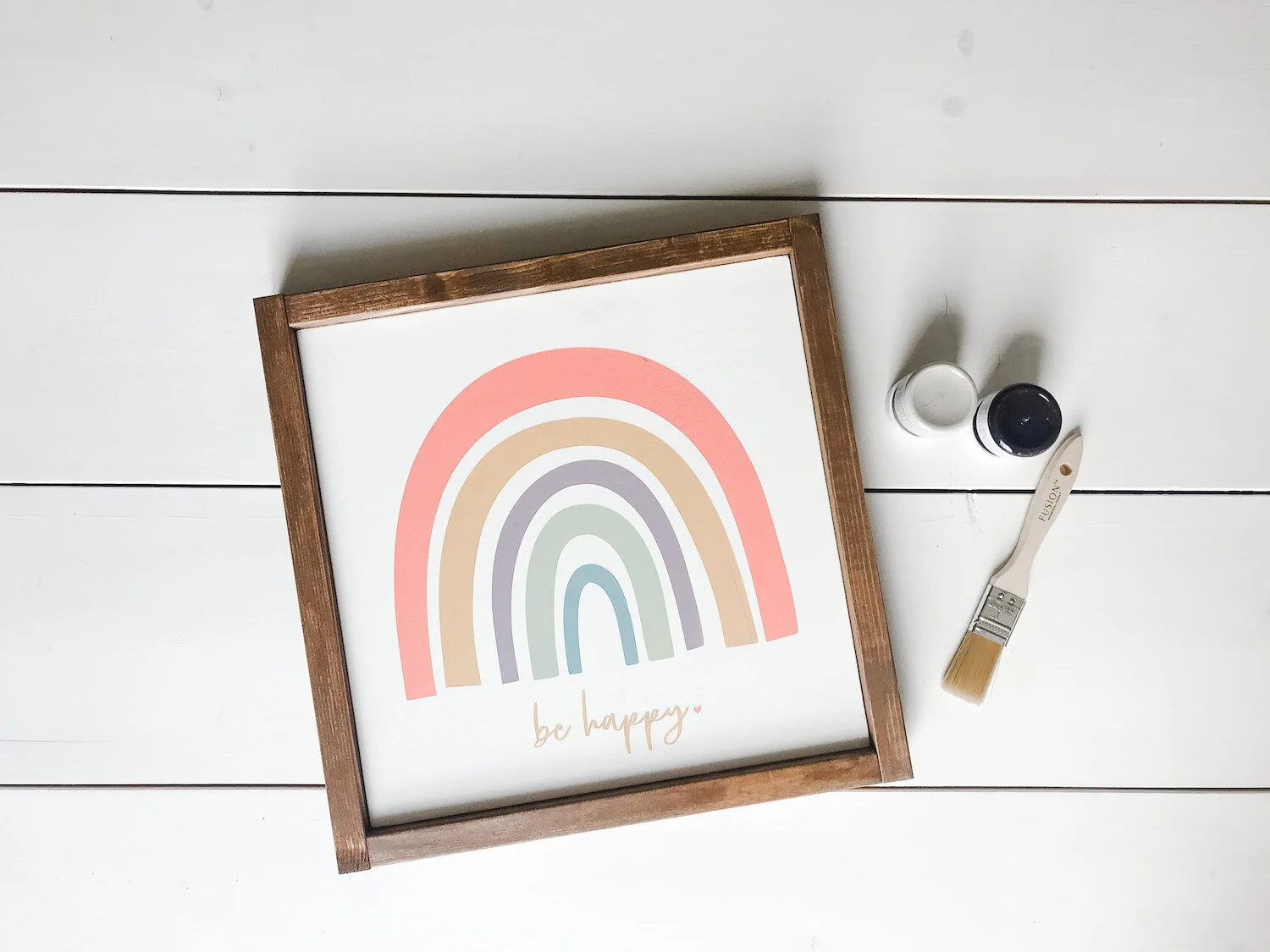 Be Happy - Framed 12"x12" Wood Sign - DIY Kit