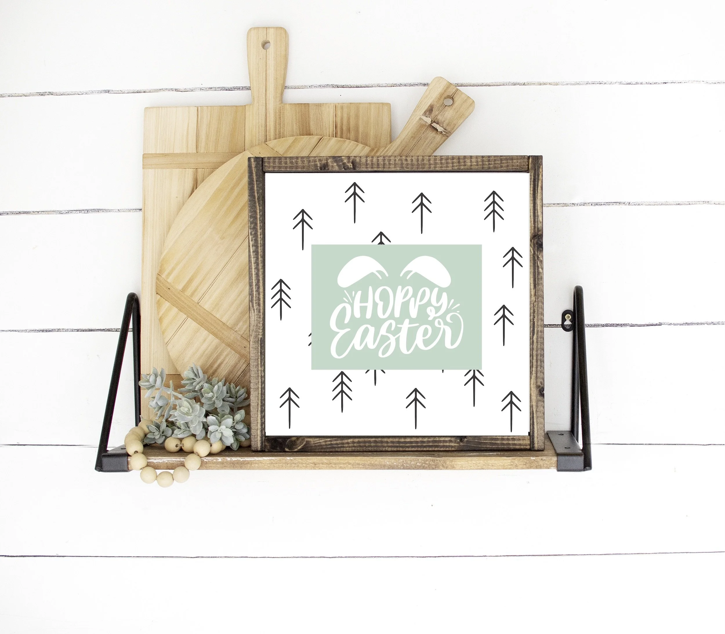 Hoppy Easter Interchangable Wood Sign shelf .jpg