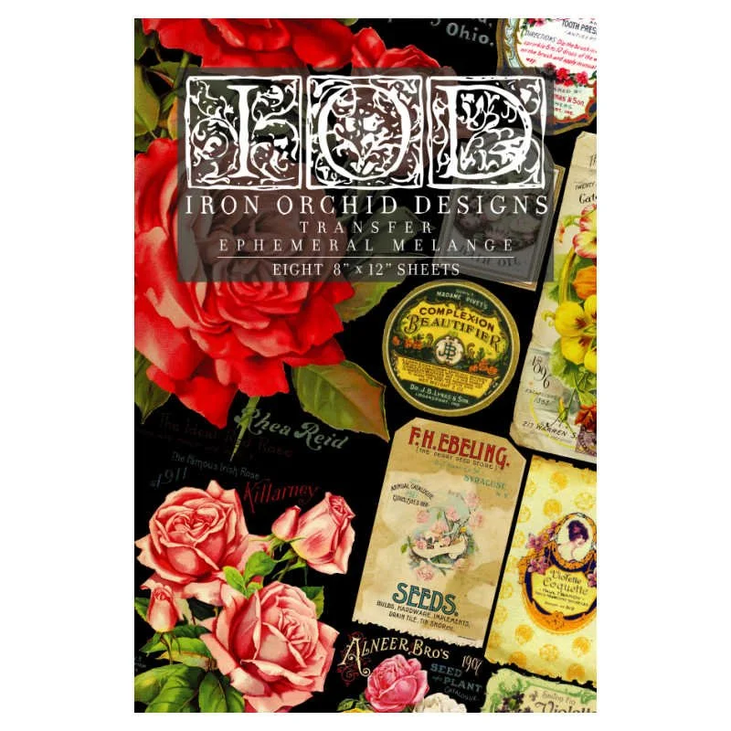 Ephemeral Melange IOD Transfer (8×12″ pad8 sheets ) — Rustic Chalk Decor