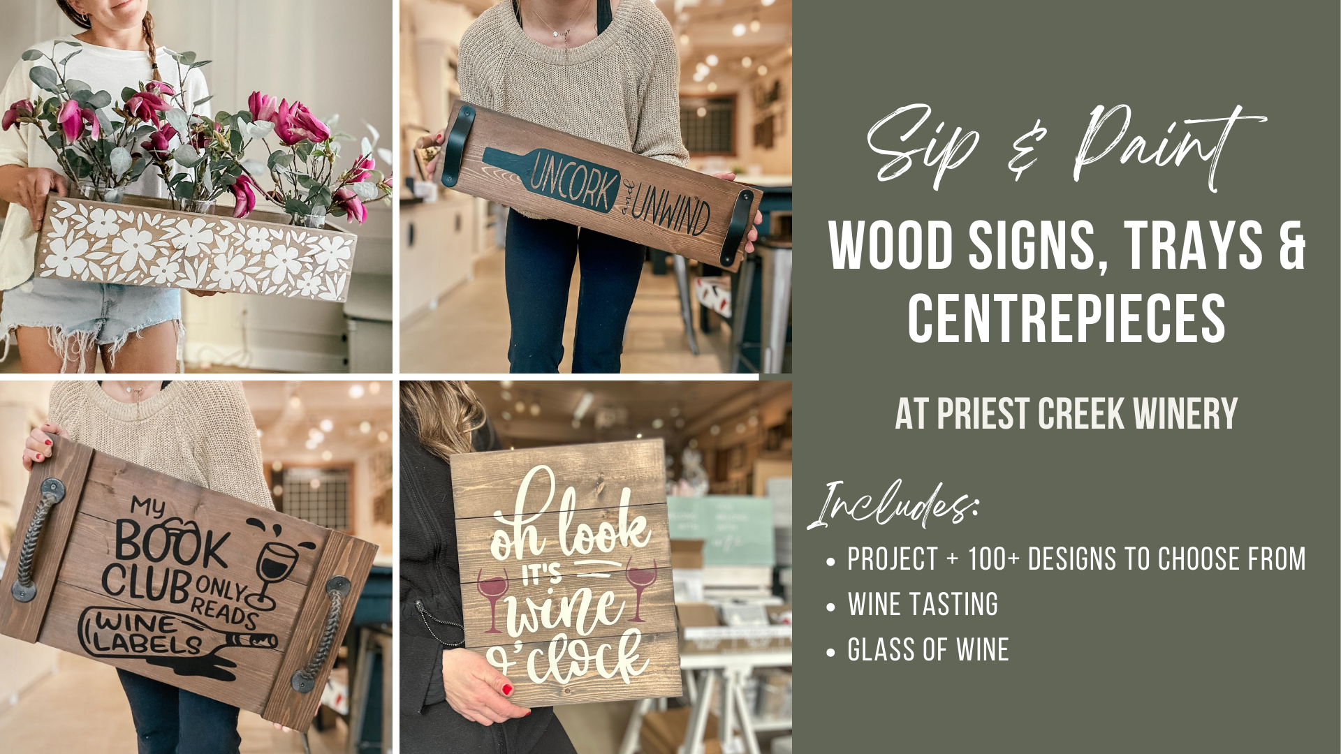Sip &amp; Paint – Wooden Centrepiece Box Workshop at Priest Creek Winery 