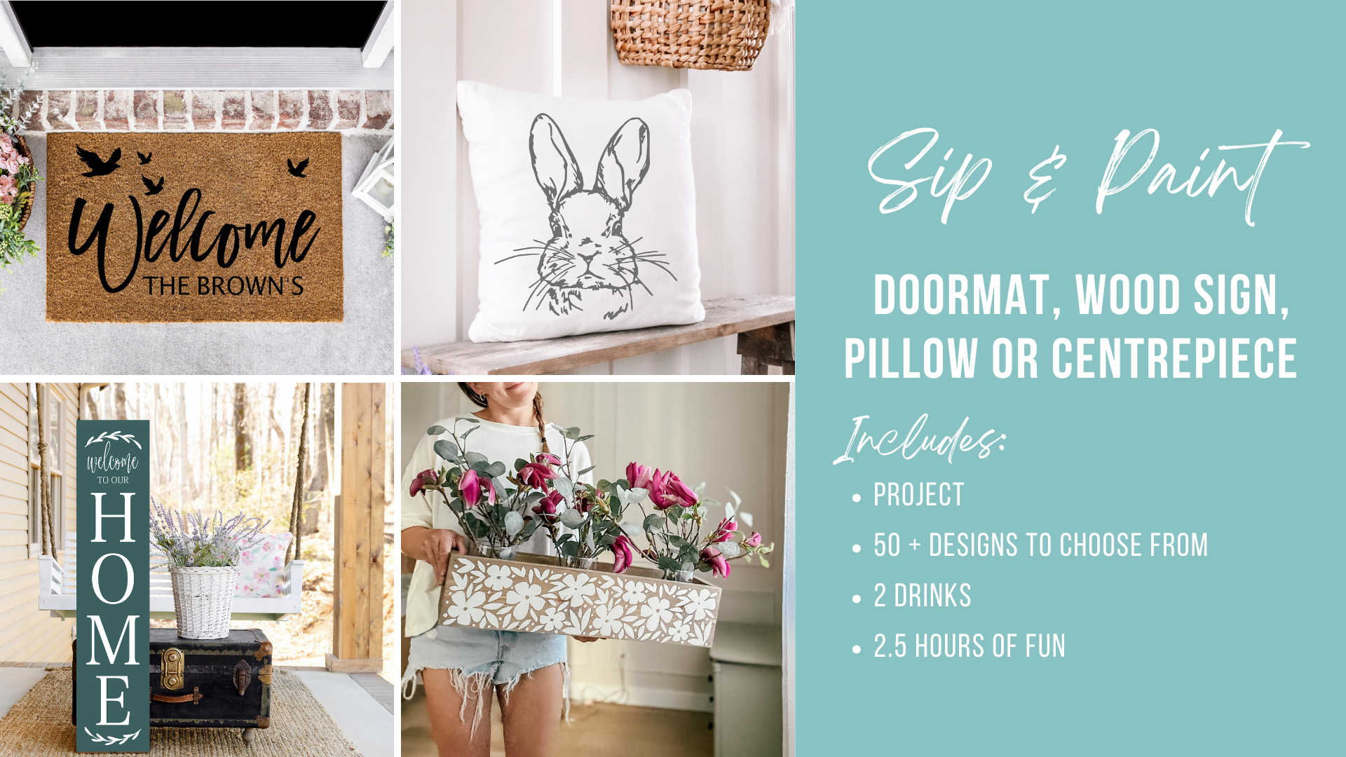 Sip &amp; Paint Clock, Wood SIgn &amp; Serving Tray Workshop