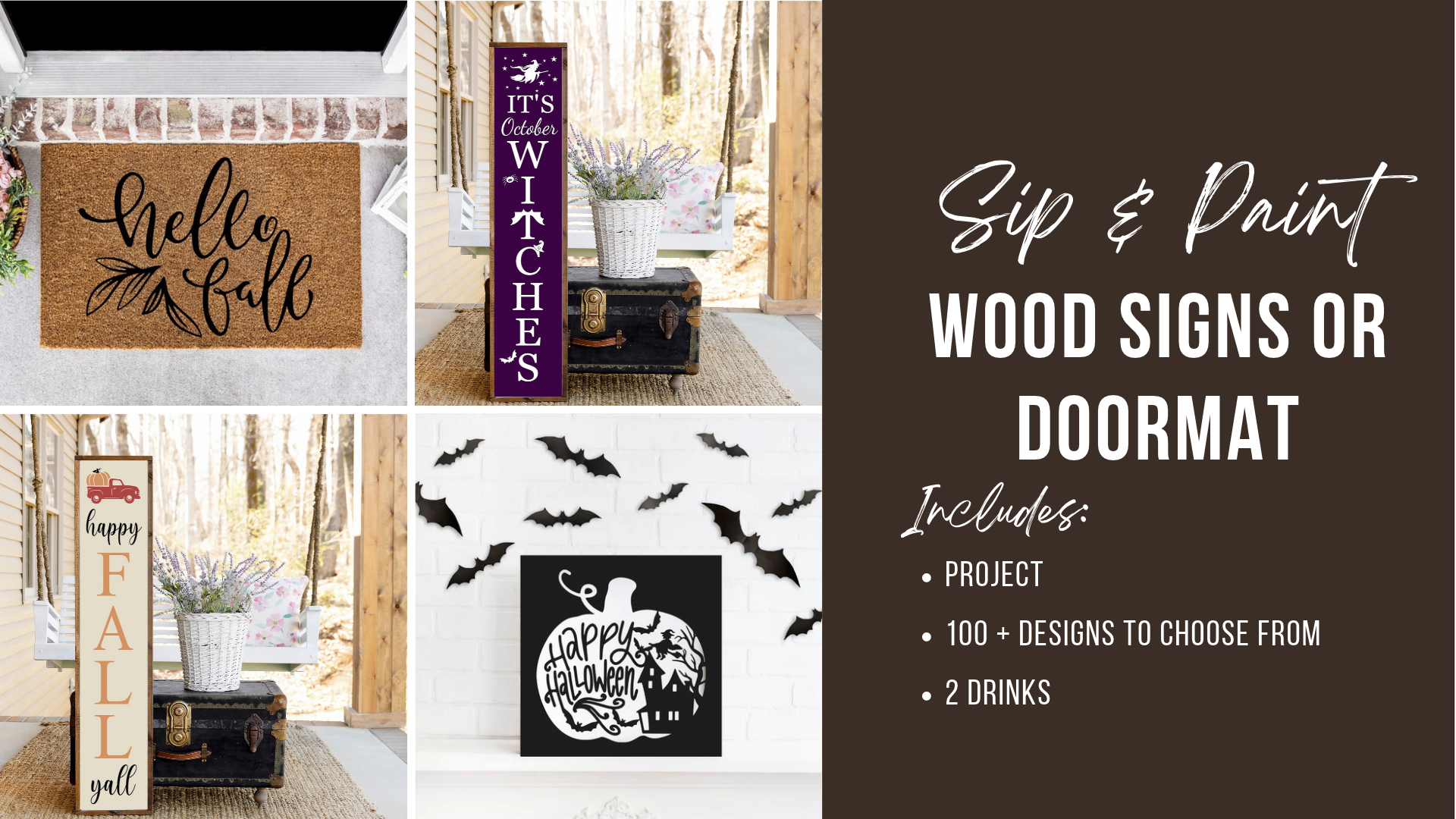 Sip &amp; Paint  - Wood Sign and Doormat Painting  Workshop