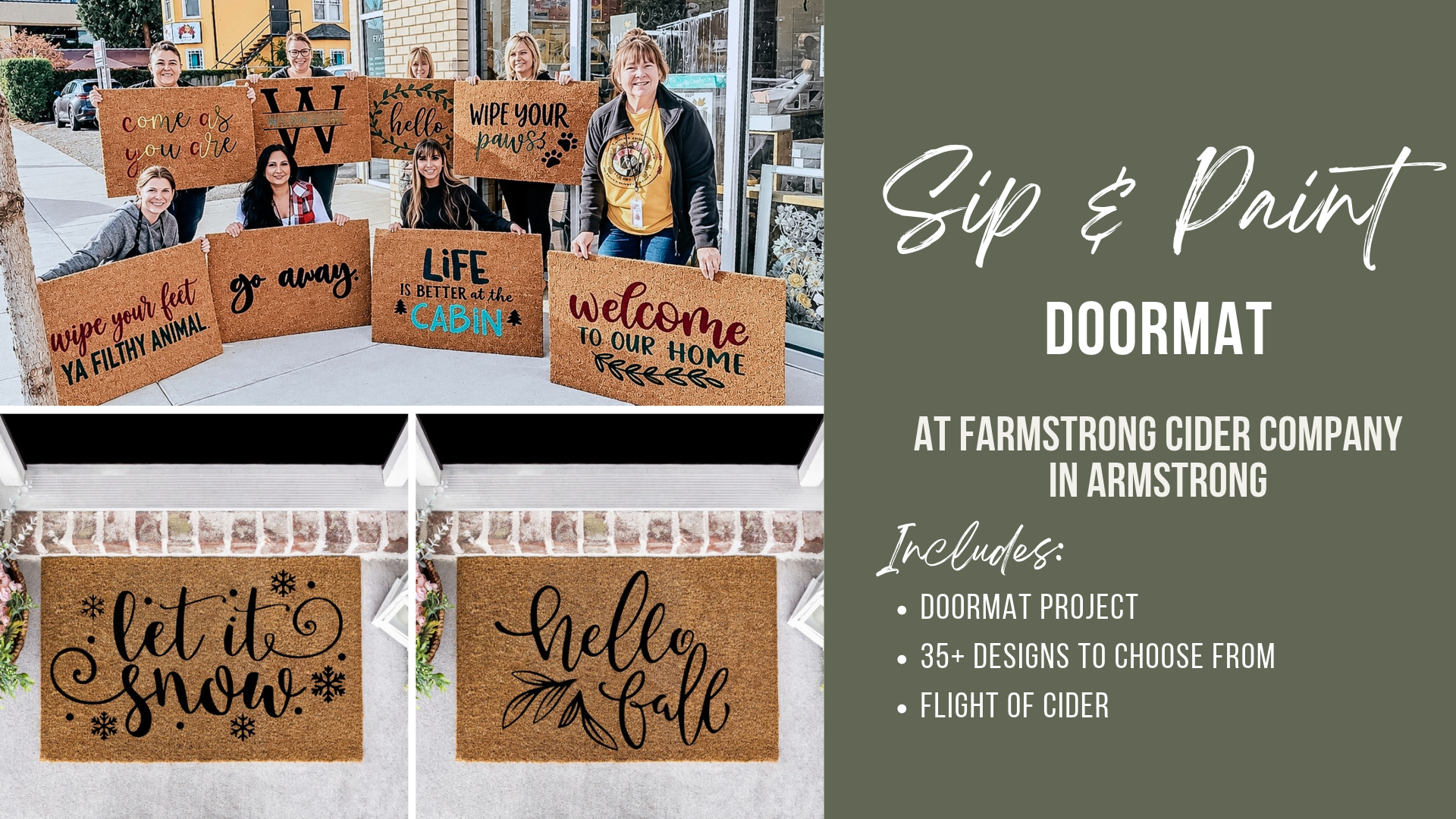 Sip &amp; Paint Doormats in Armstrong at Farmstrong Cider Company