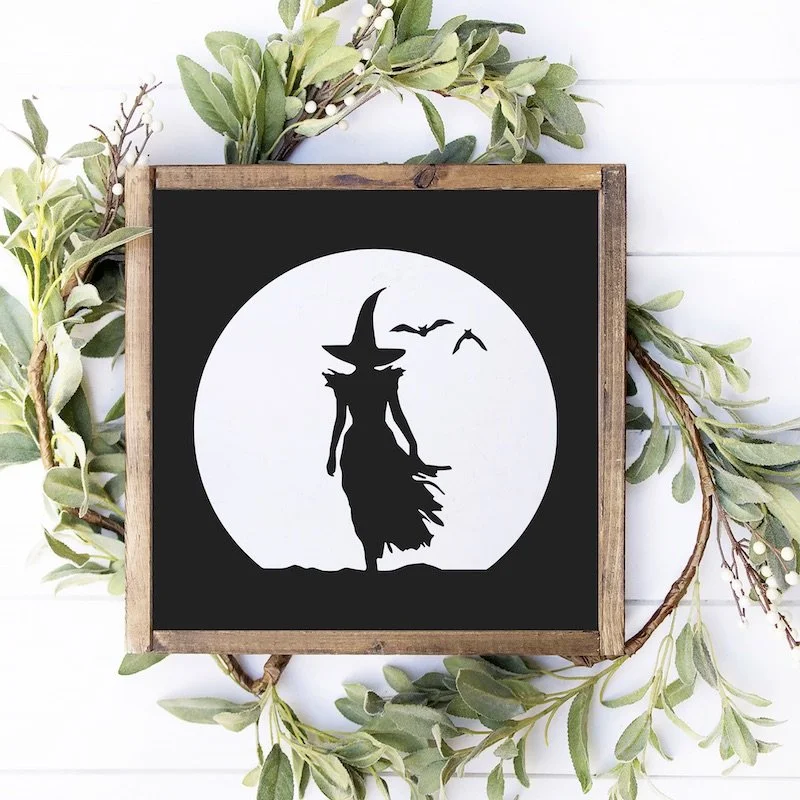Witch Walking in Moonlight - 12"x12" Sign  | DIY Kit