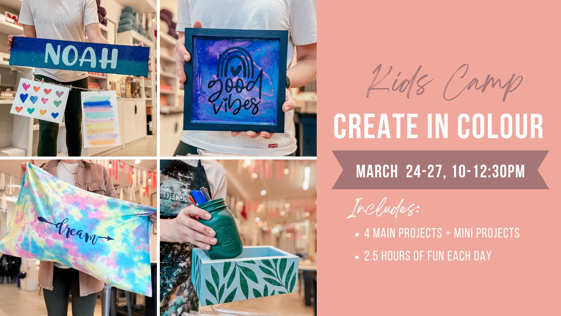 Sign Up for individual days ONLY, August 5-8, Paint & Create Kids Summer Camp