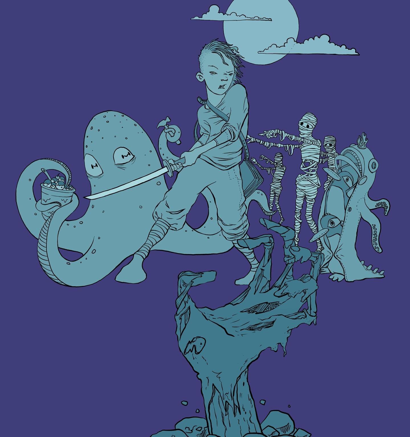 Halloween special treat!! &ldquo;Everyone knows the undead are fond of ice cream.&rdquo; For more, follow @valiant_for_president #procreate #illustration #octopus #comics #ya #penguin #halloween #mummies #undead