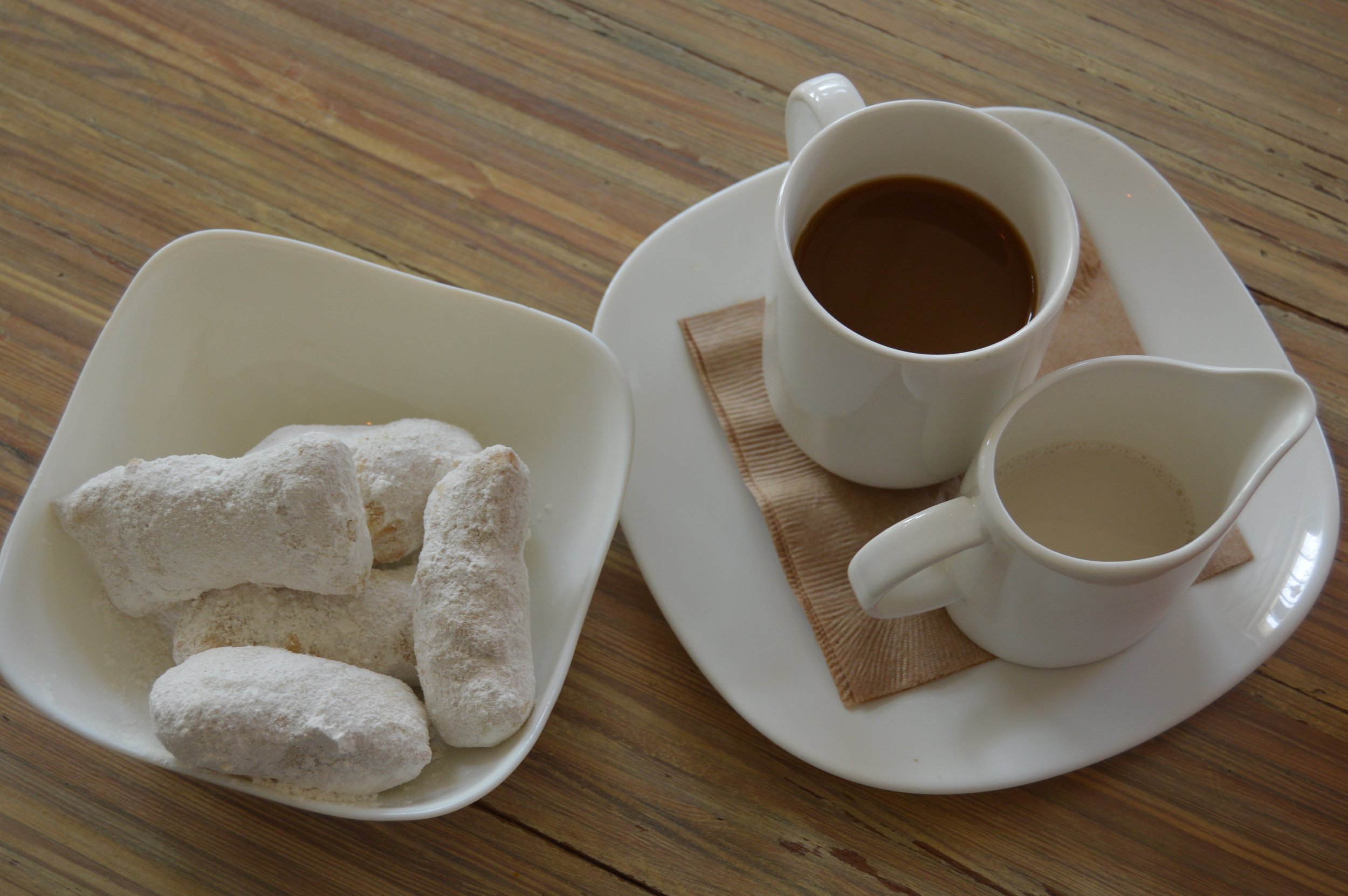 Fresh Vegan Beignets with Coffee 