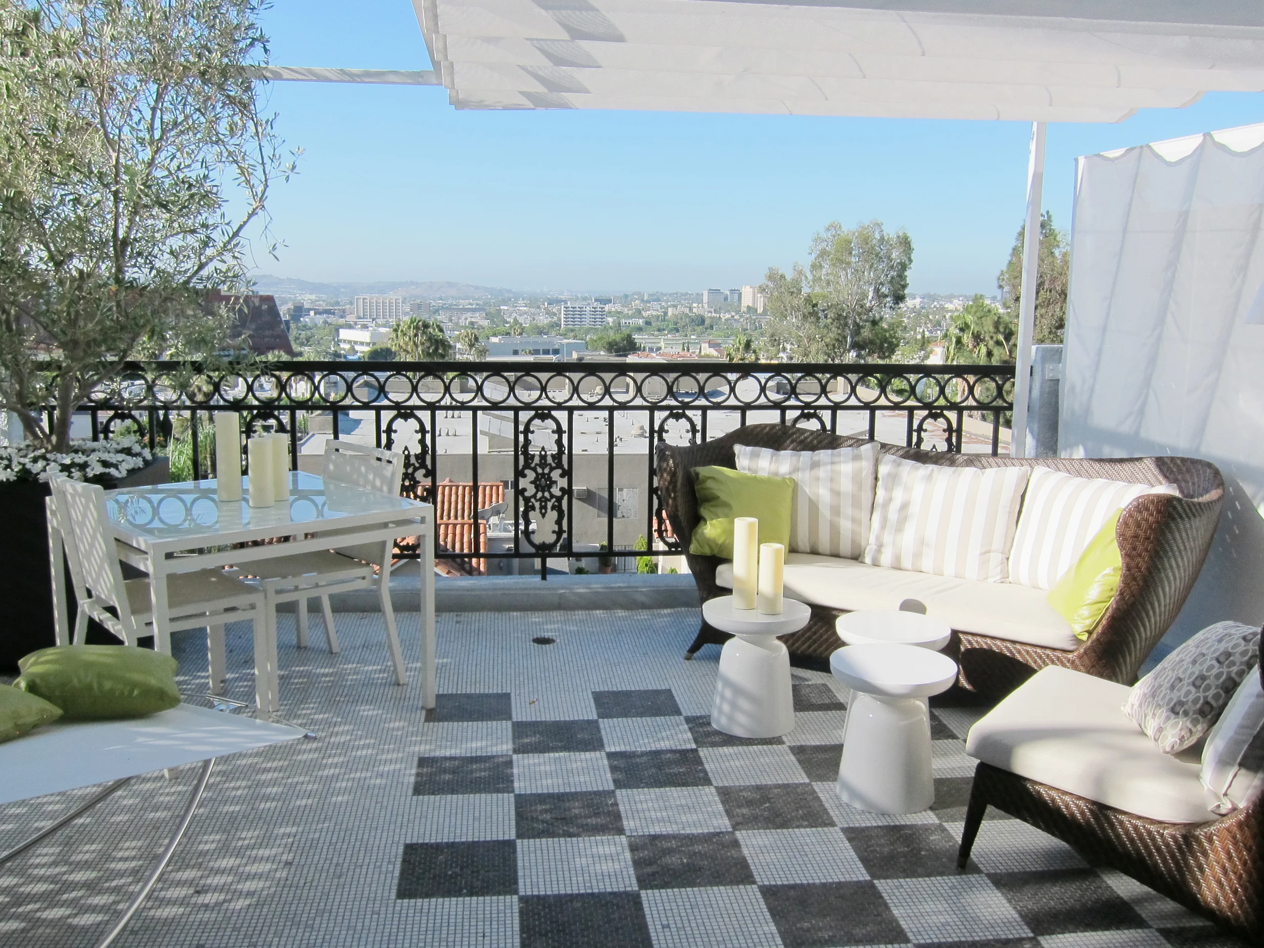 Deep patios, fully furnished.